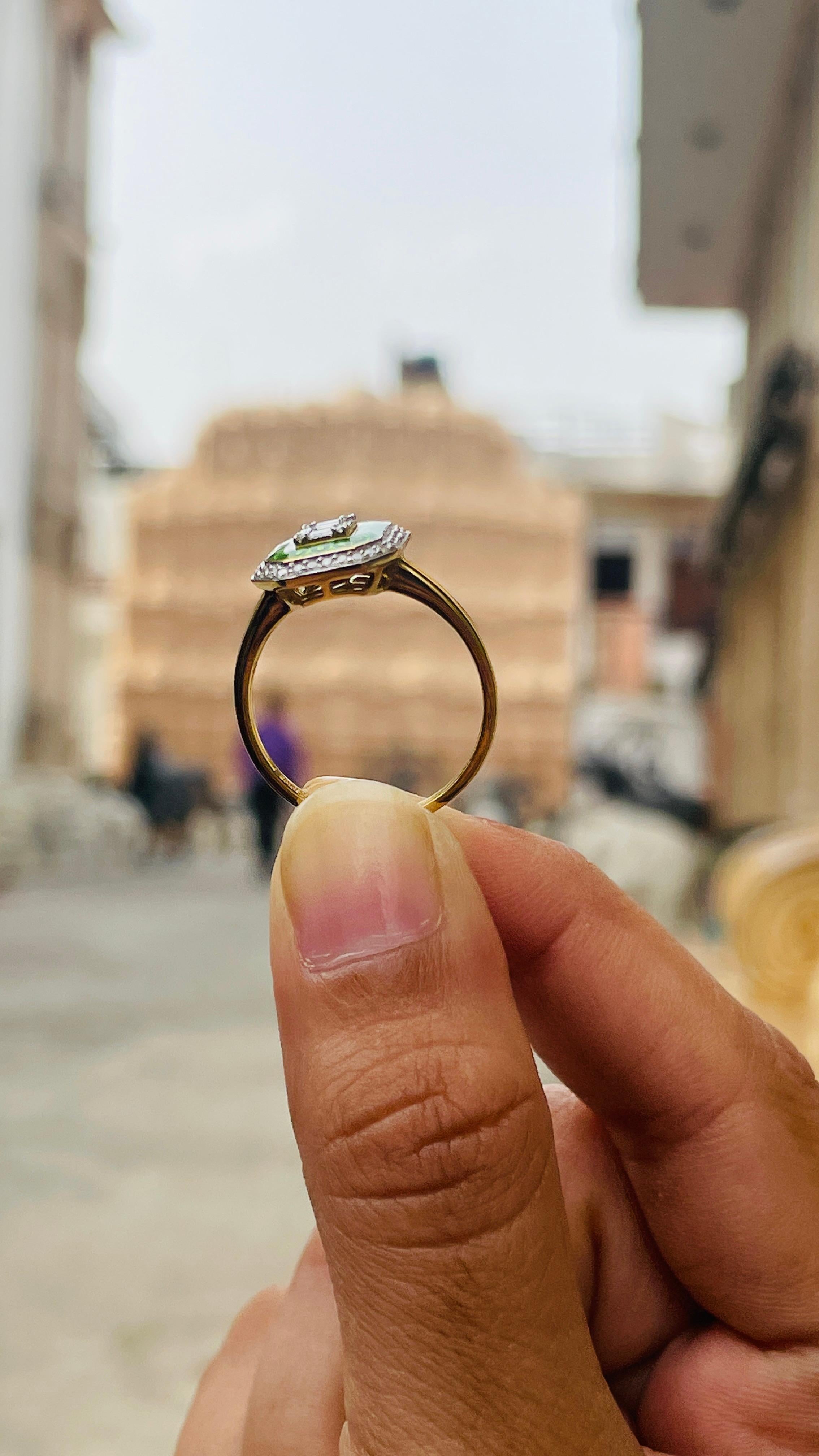 For Sale:  Contemporary Diamond Wedding Ring Gift for Her in 18k Solid Yellow Gold 8