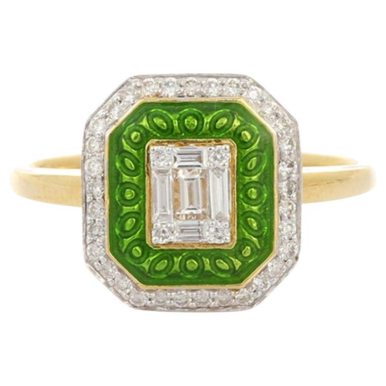 Contemporary Diamond Wedding Ring Gift for Her in 18k Solid Yellow Gold