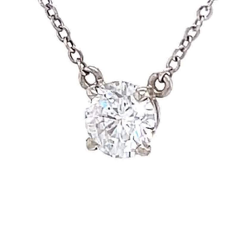 Contemporary Diamond White Gold Solitaire Pendant Necklace In Excellent Condition In Beverly Hills, CA