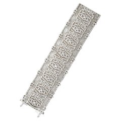 Contemporary Diamond Wide Bracelet in 18K White Gold, Openwork Geometric Design