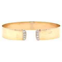 Contemporary Diamond Yellow and White Gold Cuff Bracelet