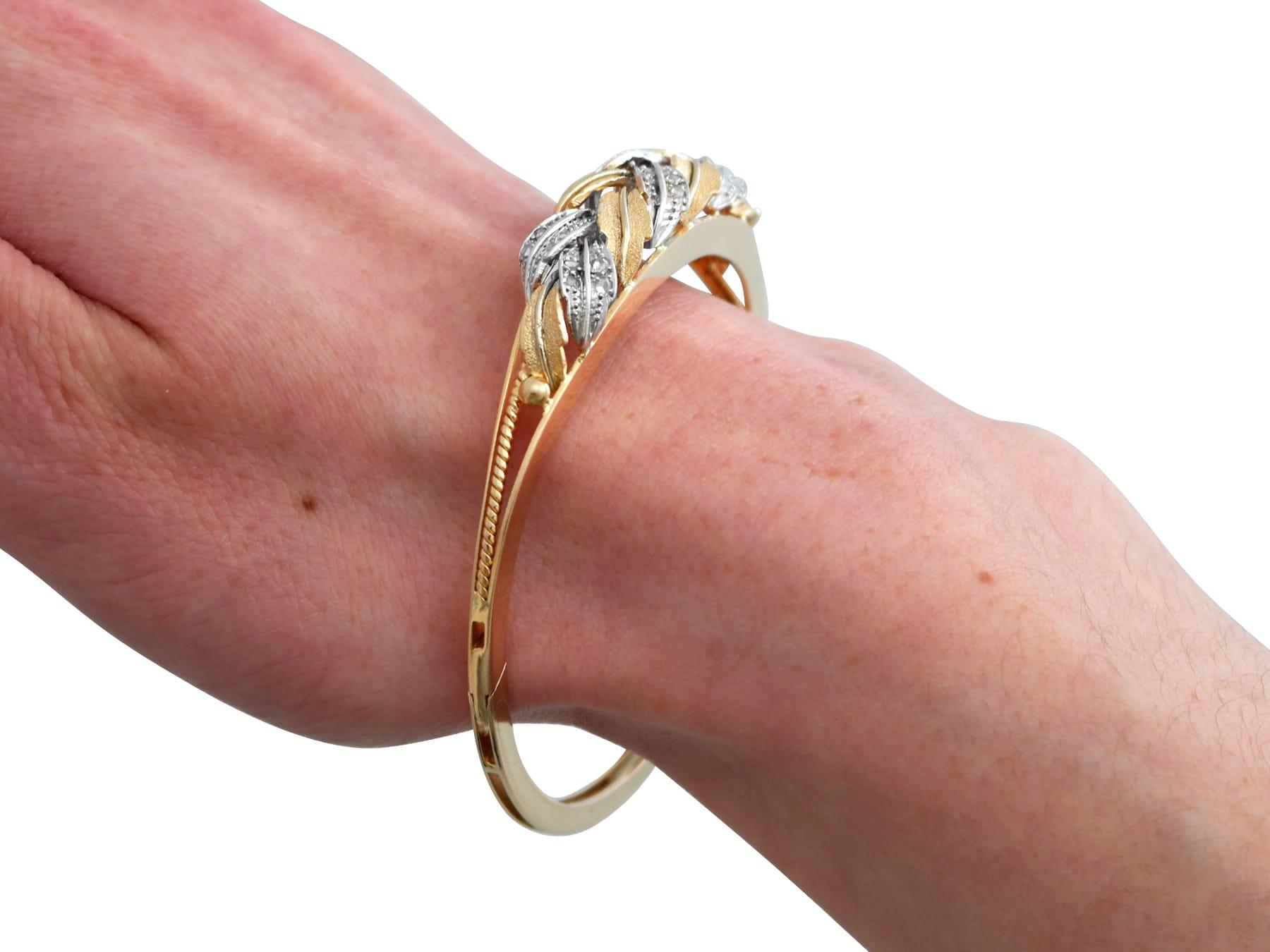Contemporary Diamond Yellow Gold and White Gold Set Bangle For Sale 2