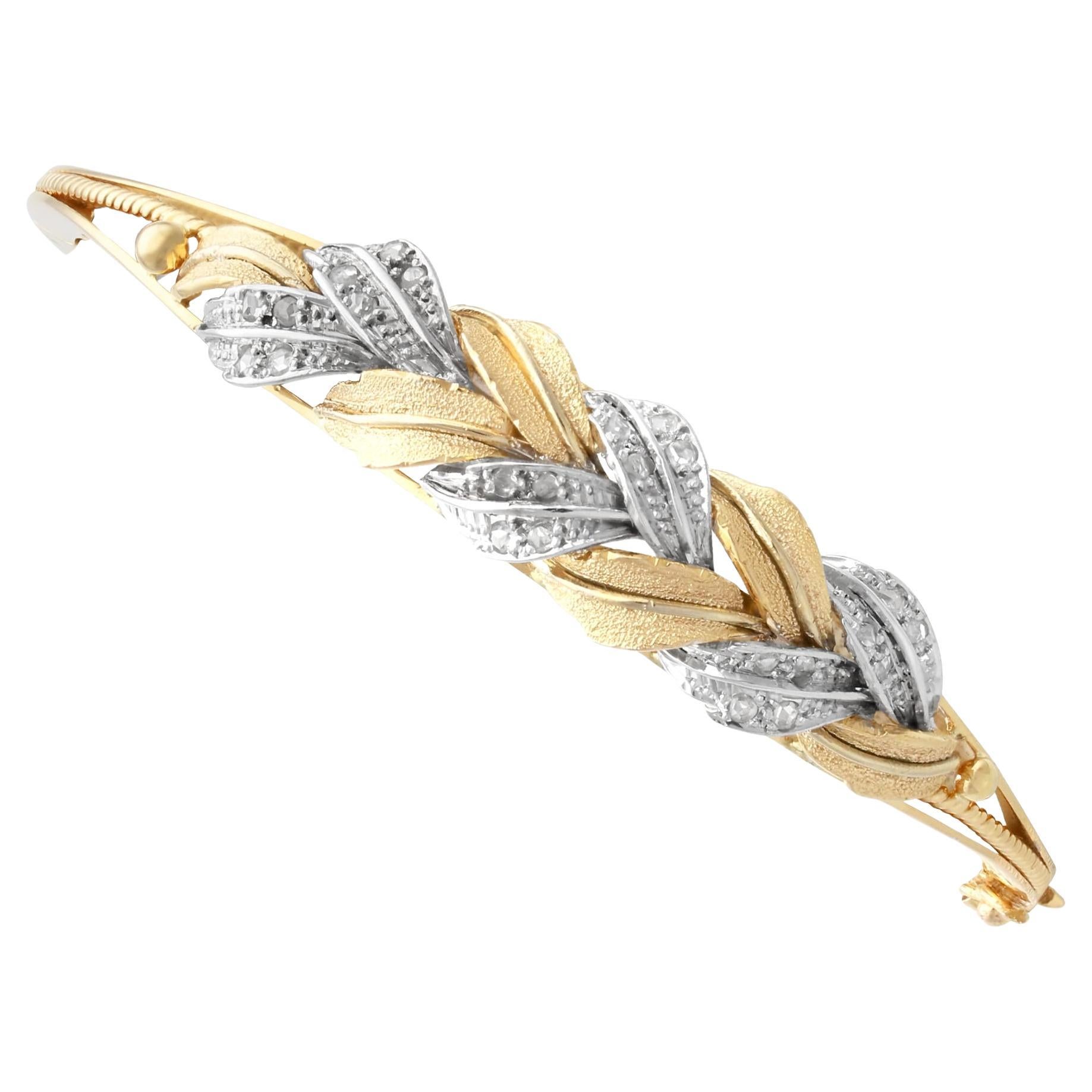 Contemporary Diamond Yellow Gold and White Gold Set Bangle For Sale