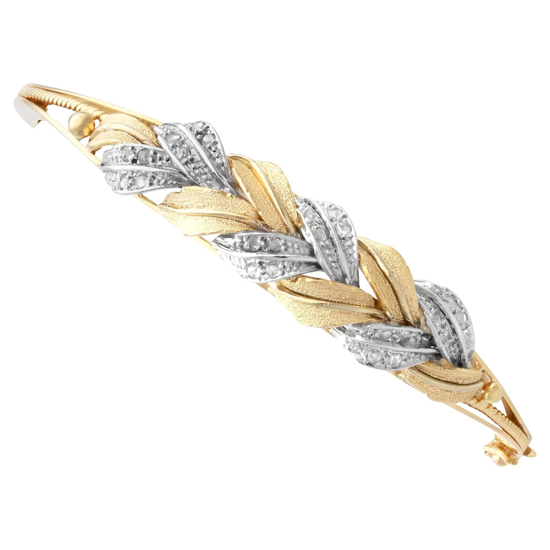 Contemporary Diamond Yellow Gold and White Gold Set Bangle