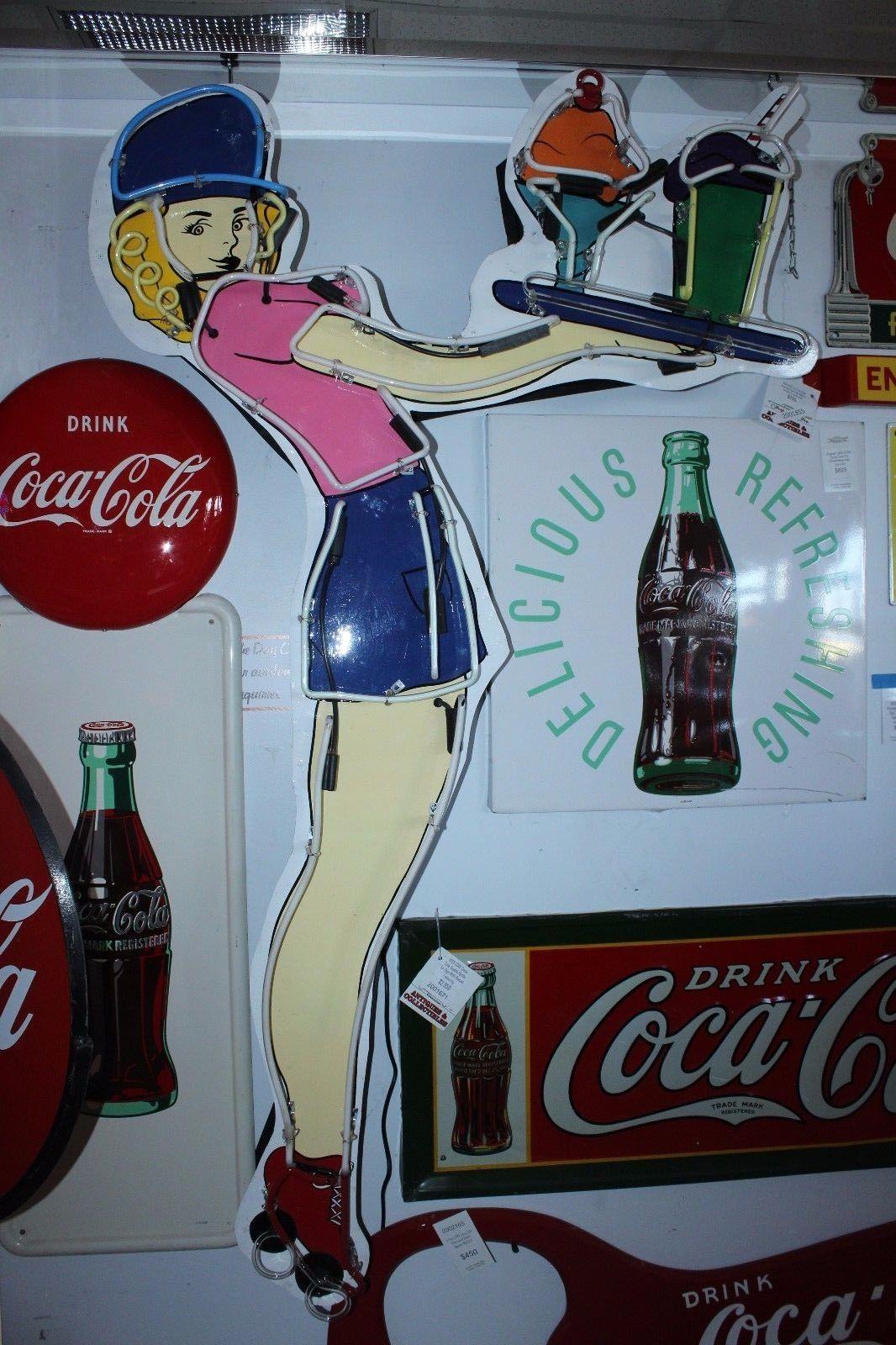 Late 20th Century Contemporary Diner Waitress on Skates Advertising Neon Sign For Sale