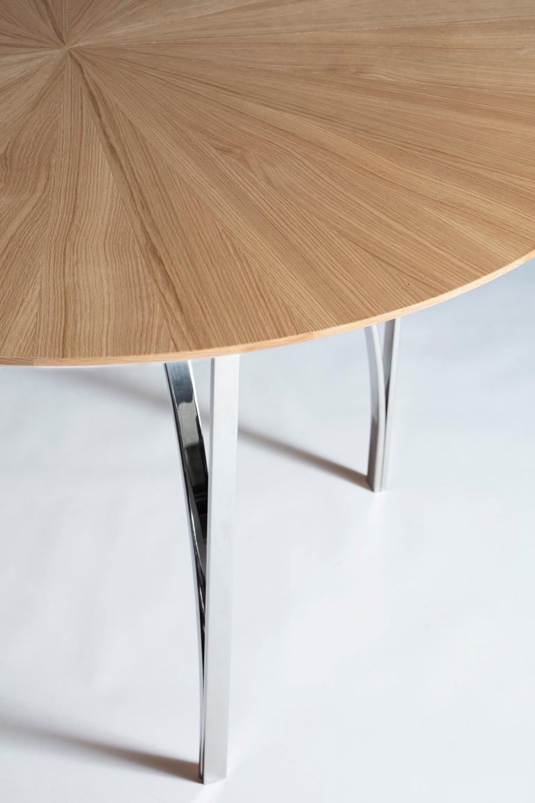 Italian Contemporary Dining Center Table Serena Confalonieri Medulum Wood Steel Oak For Sale