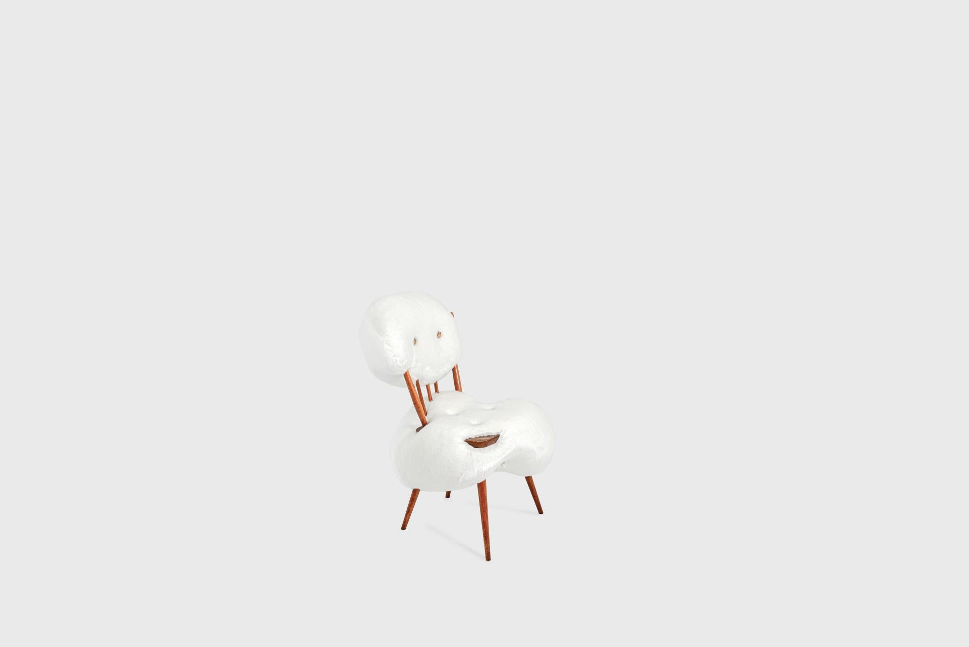 Contemporary Dining Chair 01, Biomorphic White Upholstery, Charlotte Kingsnorth In New Condition For Sale In Barcelona, ES