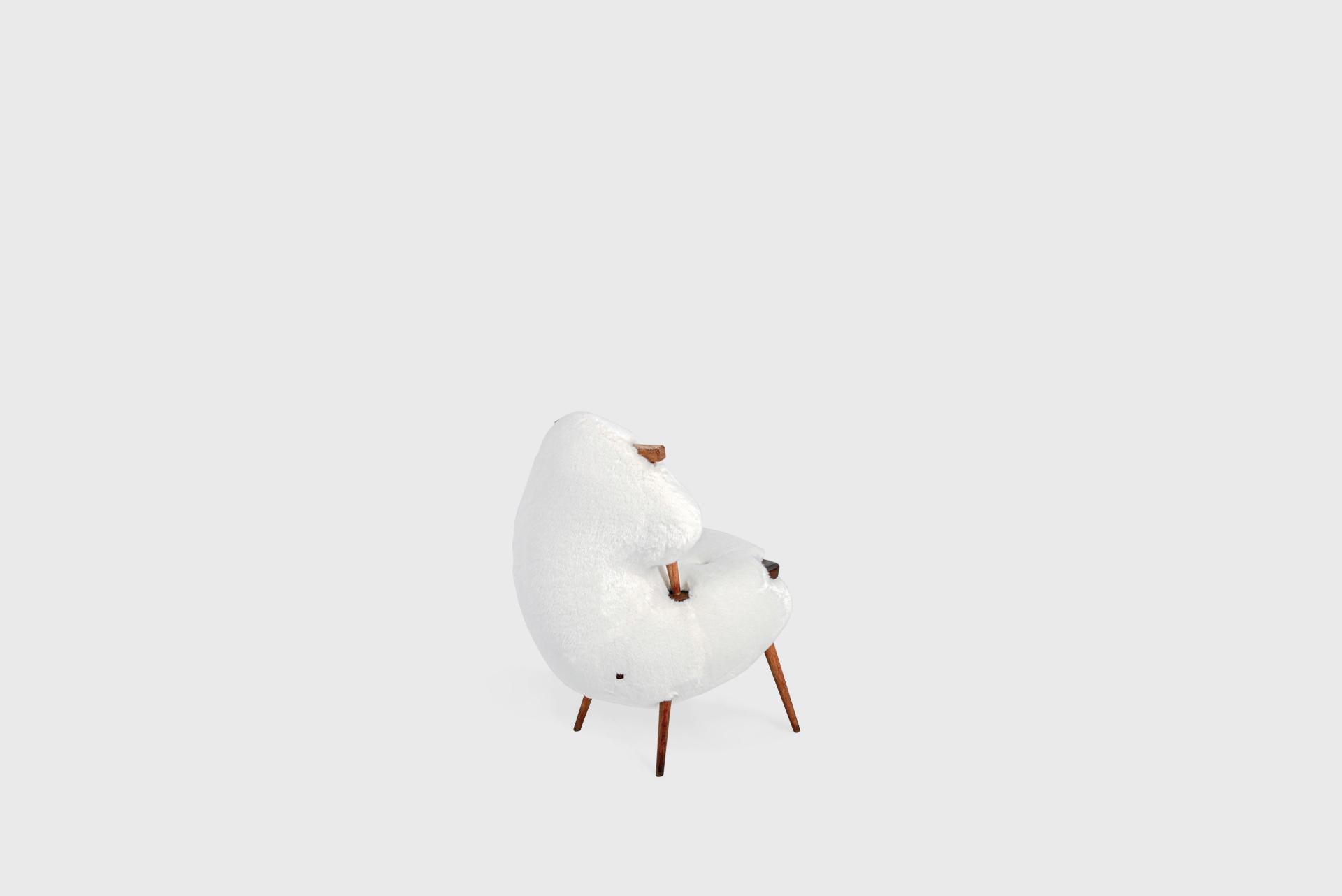 Contemporary Dining Chair 02, Biomorphic White Upholstery, Charlotte Kingsnorth For Sale 1