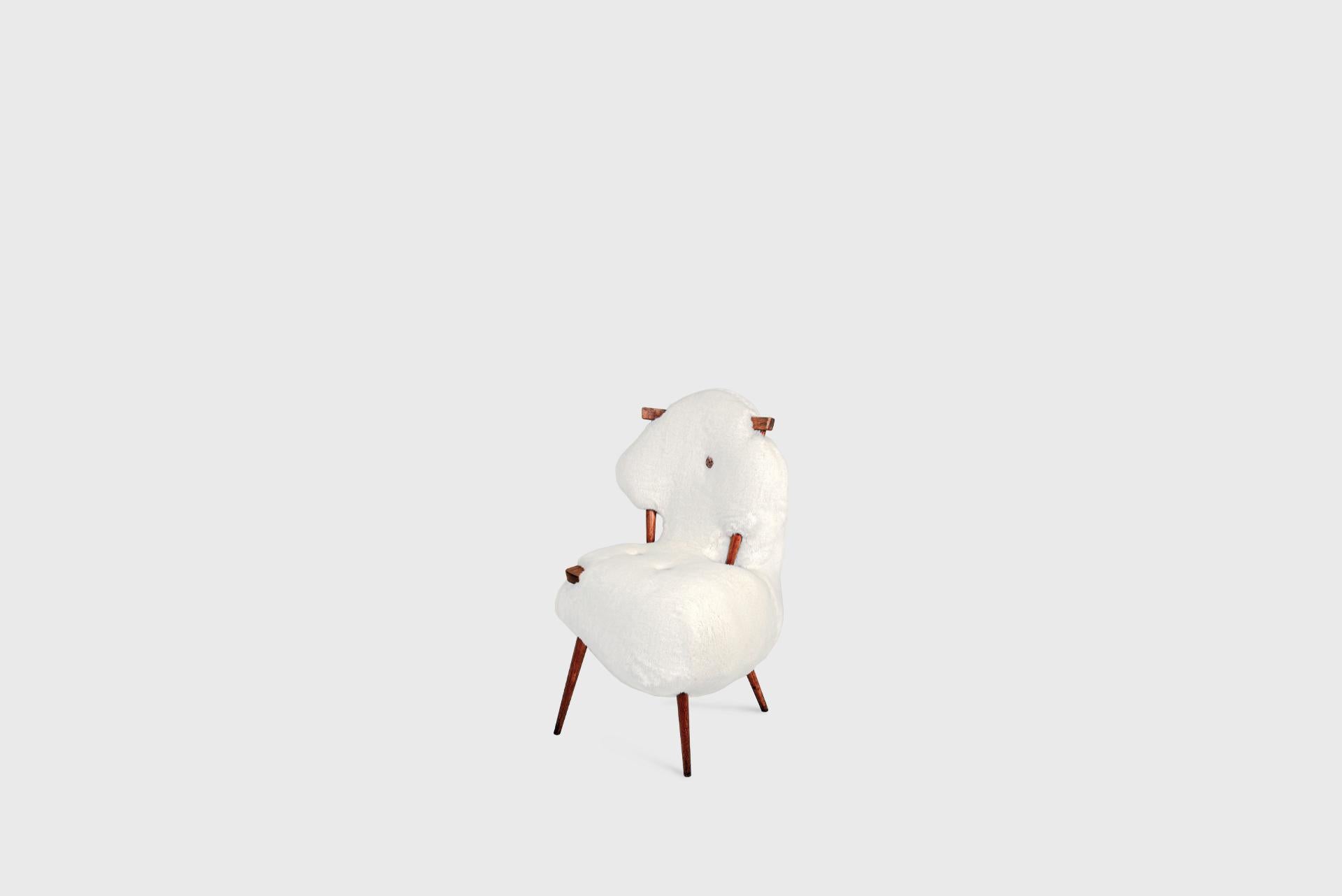 Contemporary Dining Chair 02, Biomorphic White Upholstery, Charlotte Kingsnorth For Sale 3