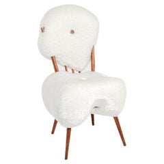 Contemporary Dining Chair 04, Wood and Faux Fur, Modern, by Charlotte Kingsnorth
