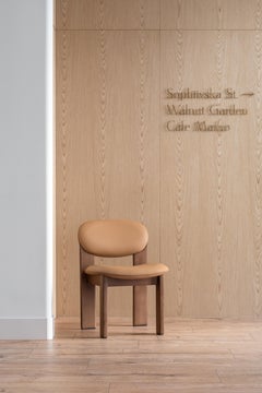 Contemporary Dining Chair 'Archipen' by Noom, Leather Cashmere, Biscotto