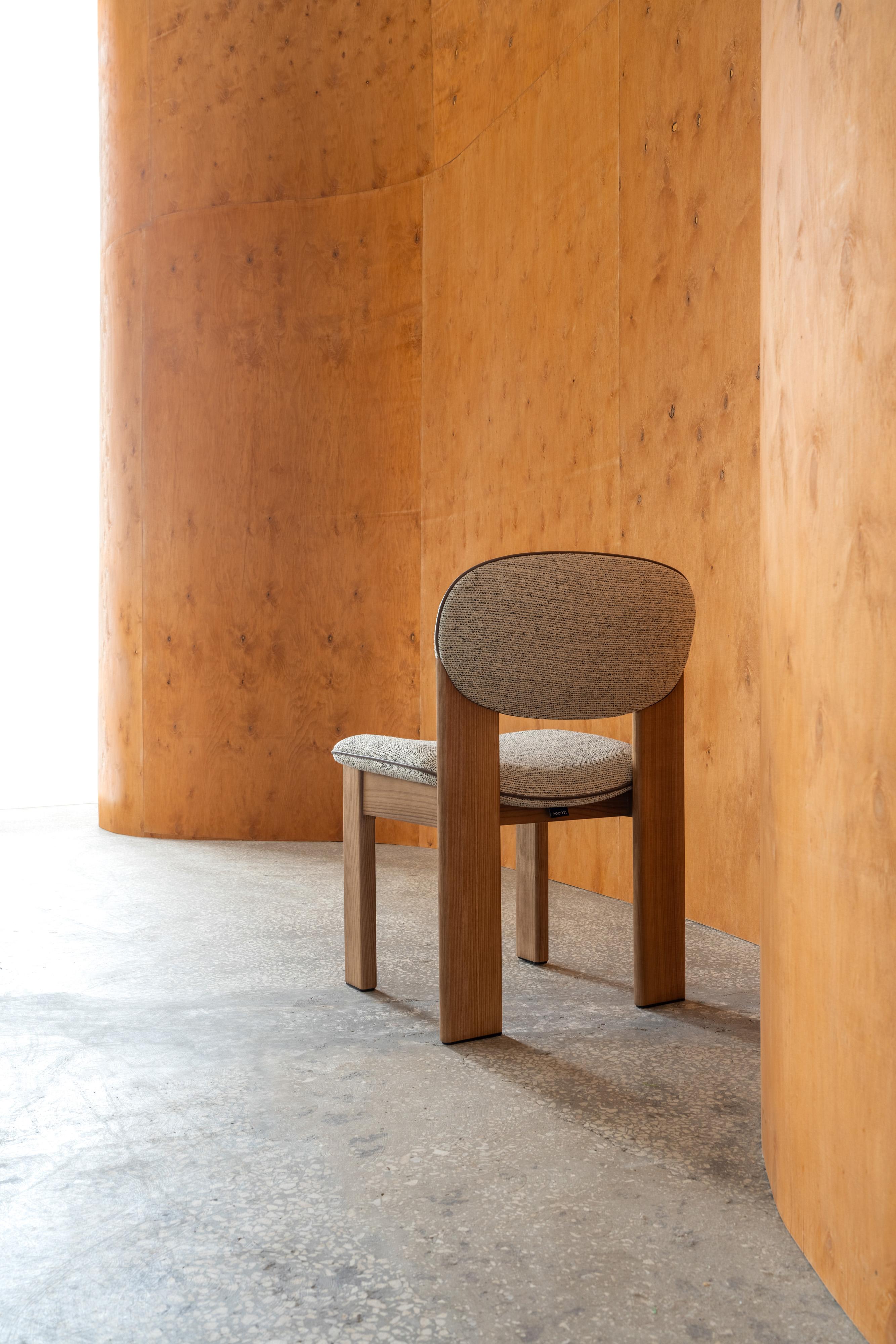 Contemporary Dining Chair 'Archipen' by Noom, Kvadrat Savanna, Light Brown Legs For Sale 9