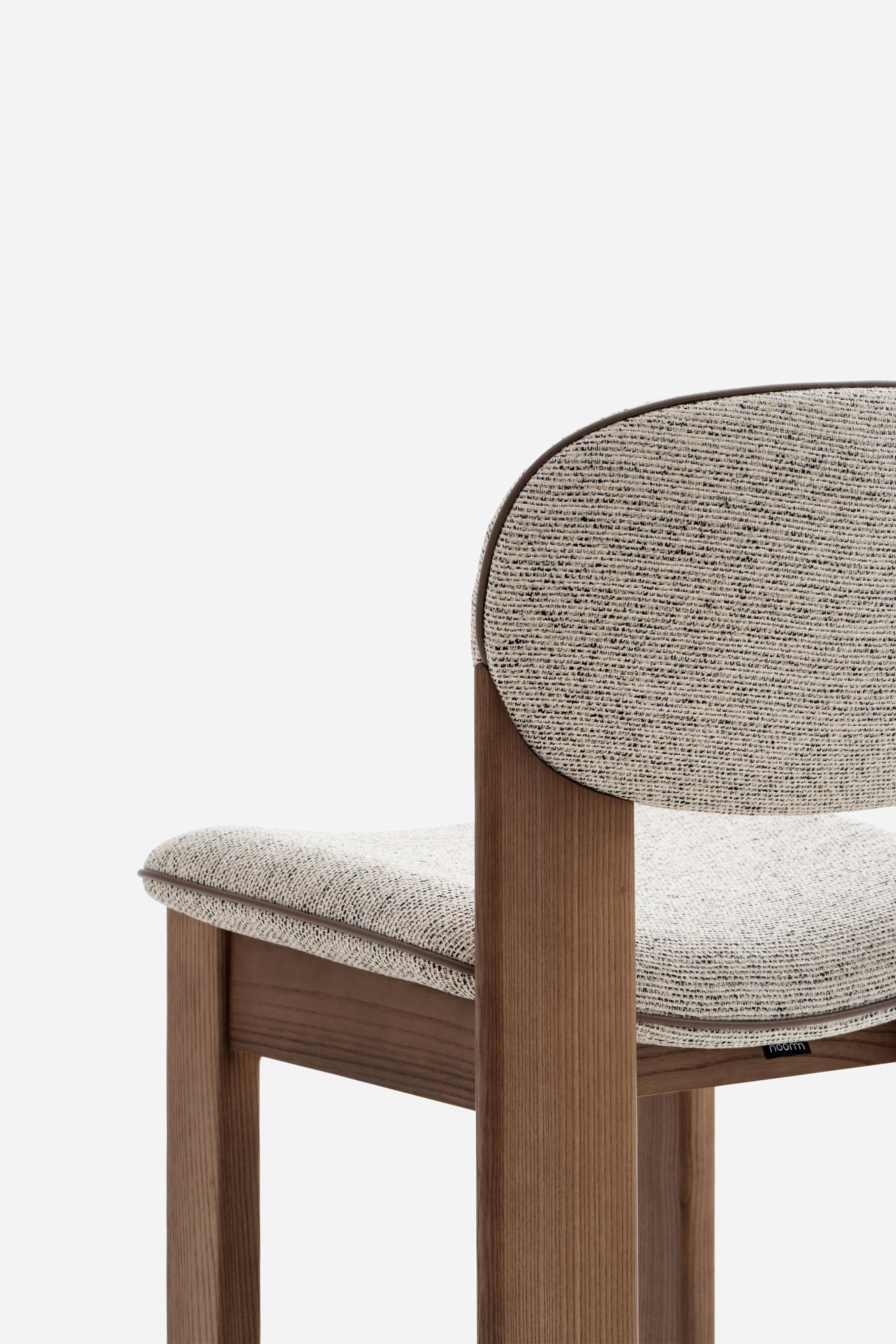 Organic Modern Contemporary Dining Chair 'Archipen' by Noom, Kvadrat Savanna, Light Brown Legs For Sale