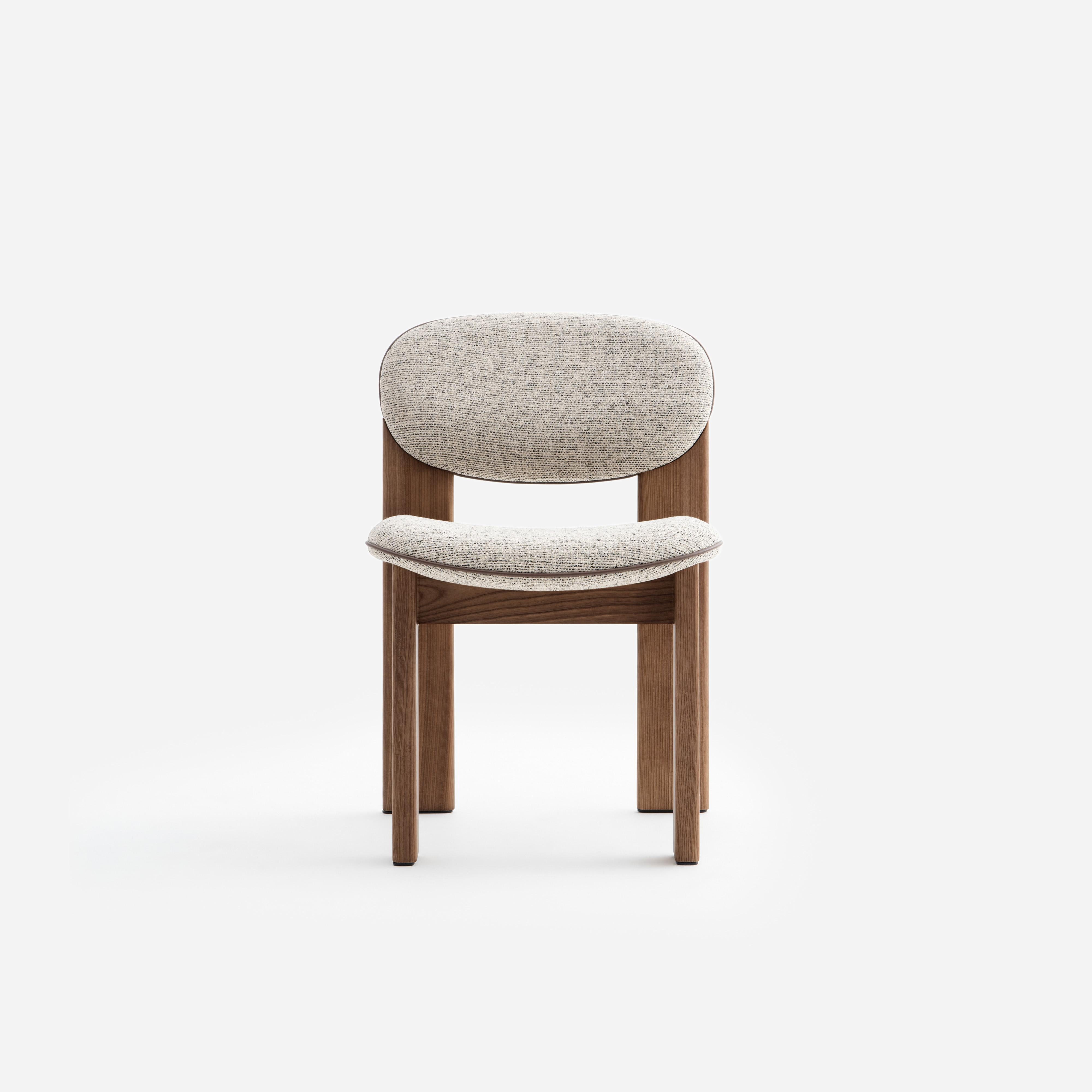 Metal Contemporary Dining Chair 'Archipen' by Noom, Kvadrat Savanna, Light Brown Legs For Sale