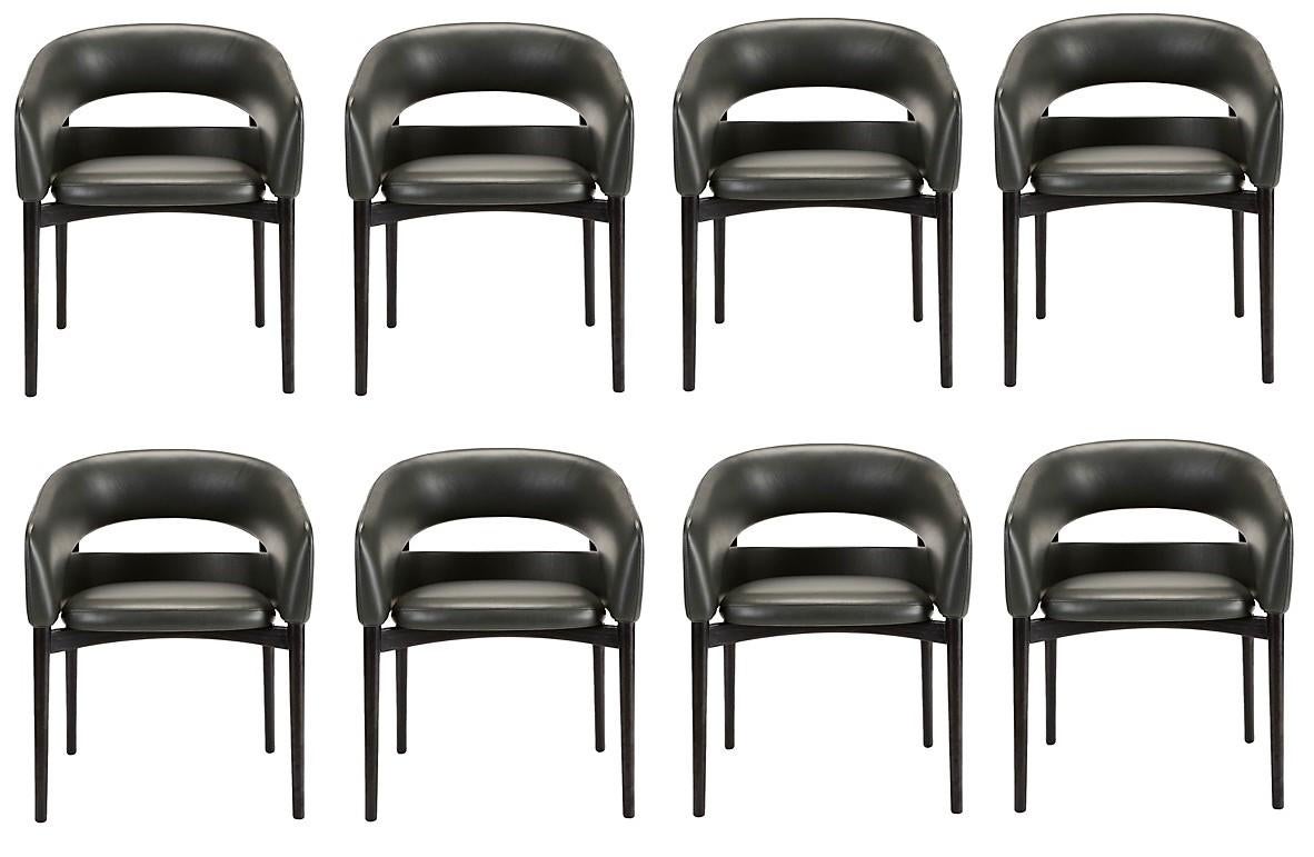 Contemporary Dining Chair, Black Lacquer/Leather 3