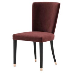 Contemporary Dining Chair, Black Lacquer/ Velvet