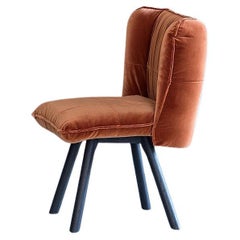 Contemporary Dining  Chair, Black Oak / Brick Velvet