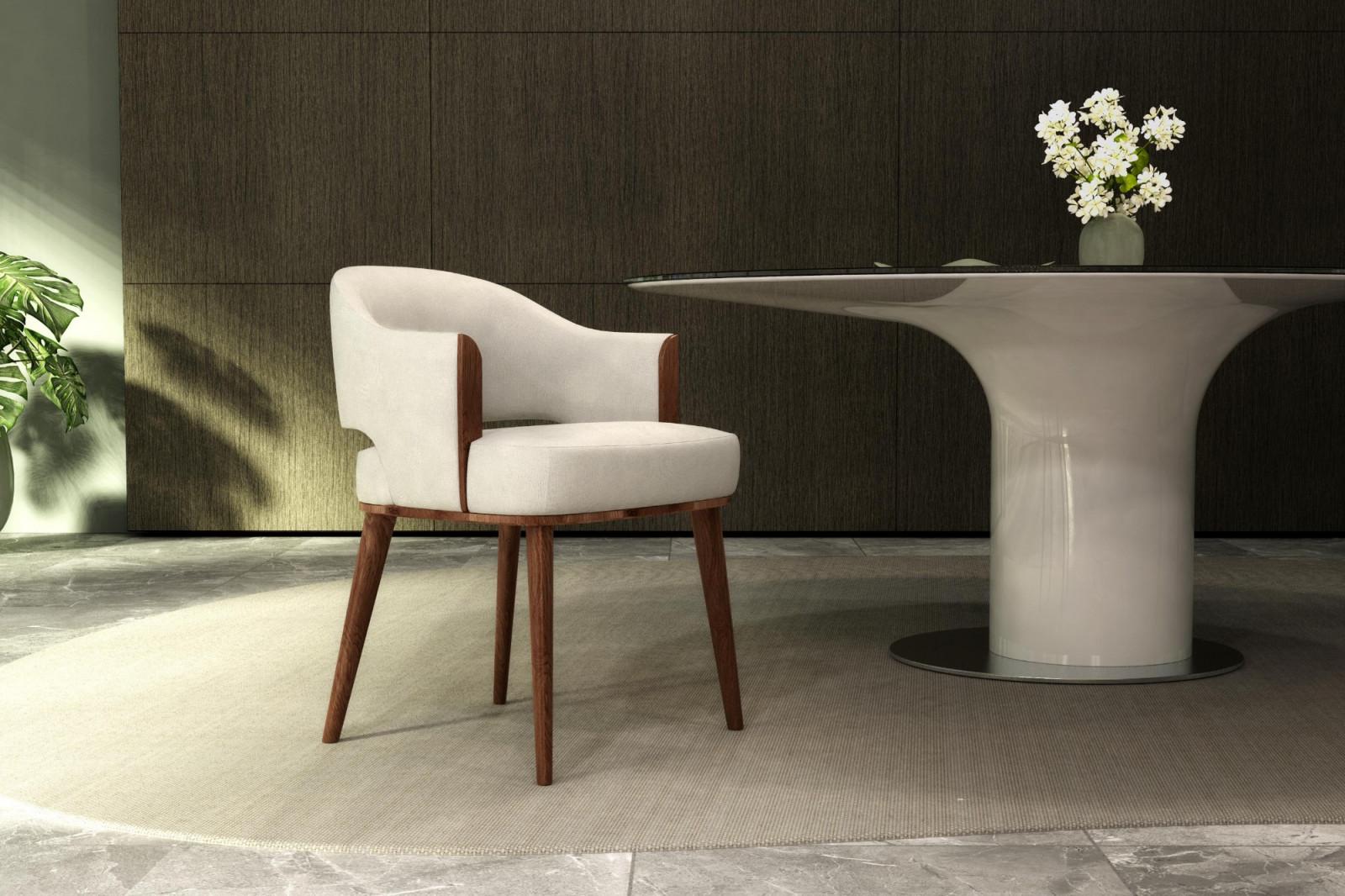 Contemporary Dining Chair, Eiche schwarz/wasserabweisender Samt (Handgefertigt) im Angebot