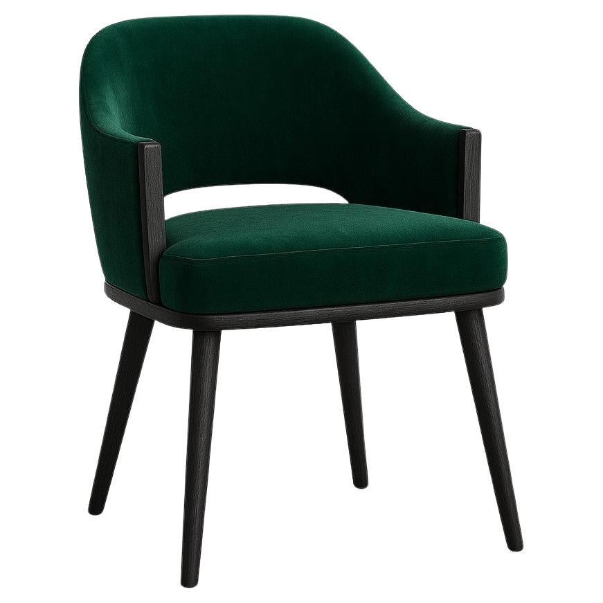 Silla de Comedor Contemporánea, Acabado Roble Negro/Terciopelo Hidrófugo