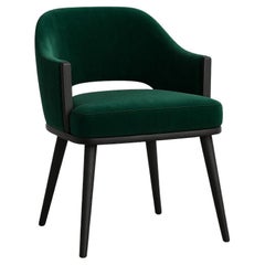 Contemporary Dining Chair, Black Oak Finish/Water Repellent Velvet
