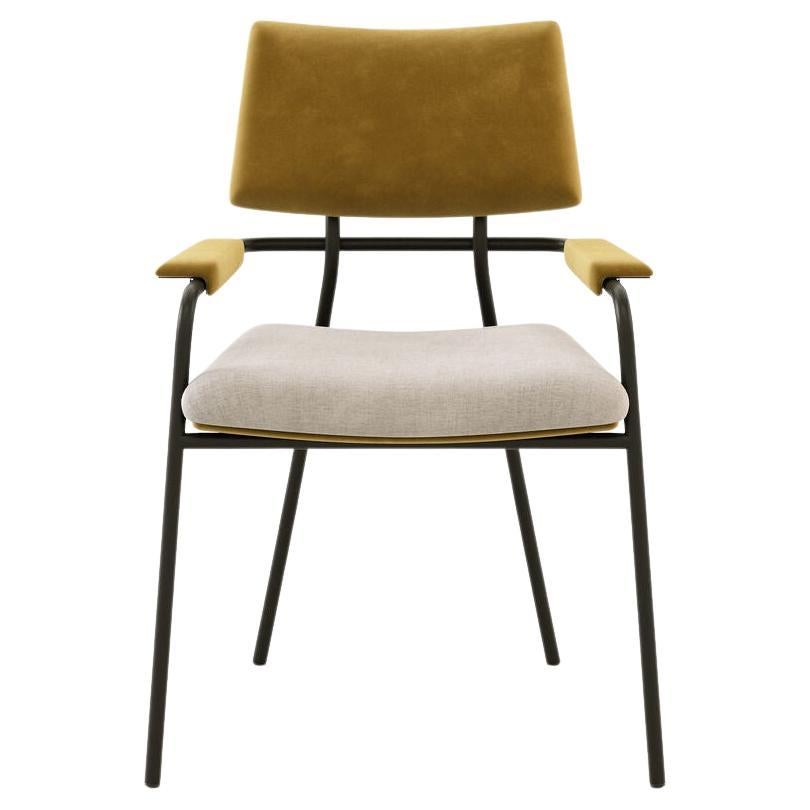 Contemporary Dining Chair Black Steel Frame/Brushed Gold
