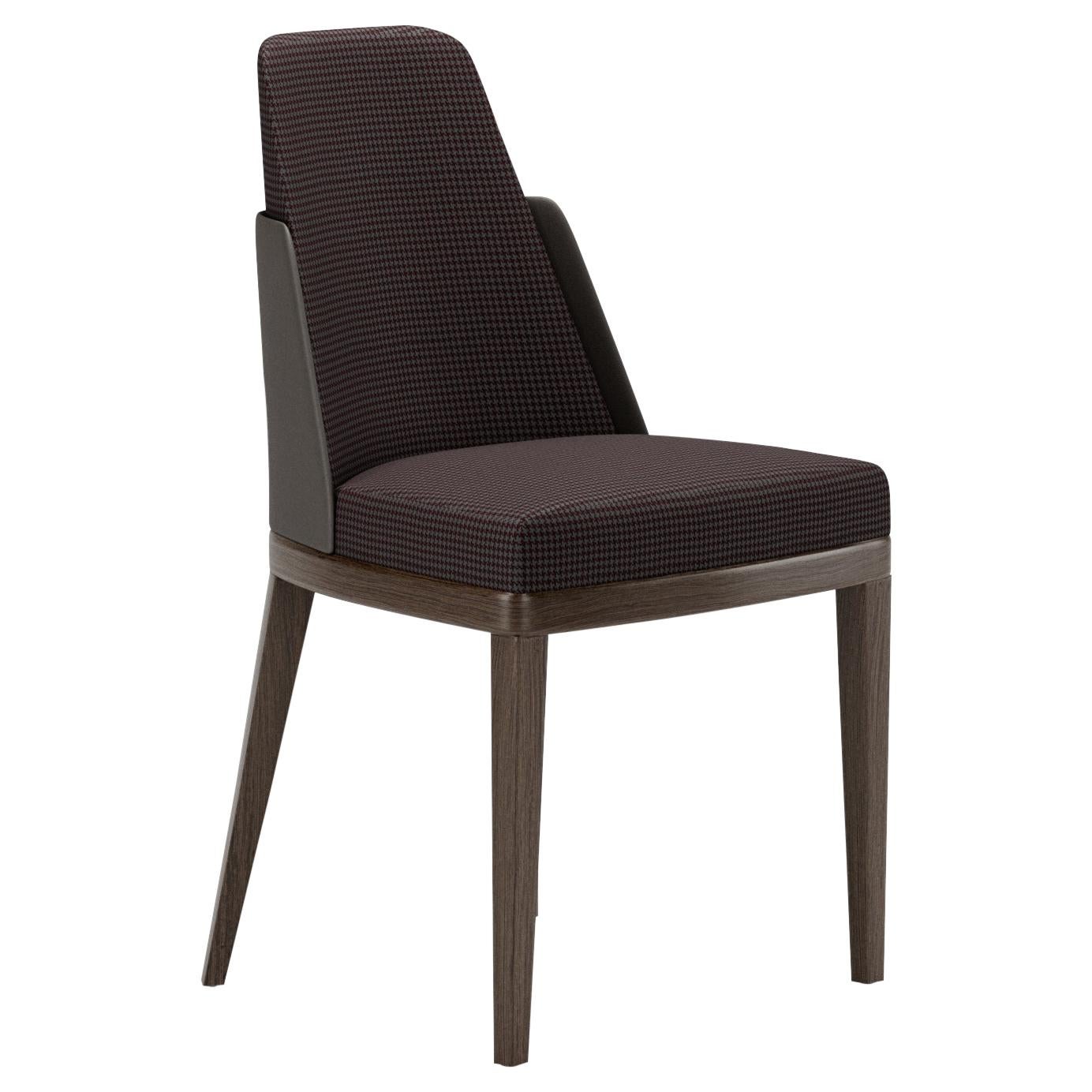 Contemporary Dining Chair Leather Shell Fabric Interior Backrest and Seat For Sale