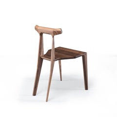 Contemporary Dining Chair Entirely Made of Walnut Wood