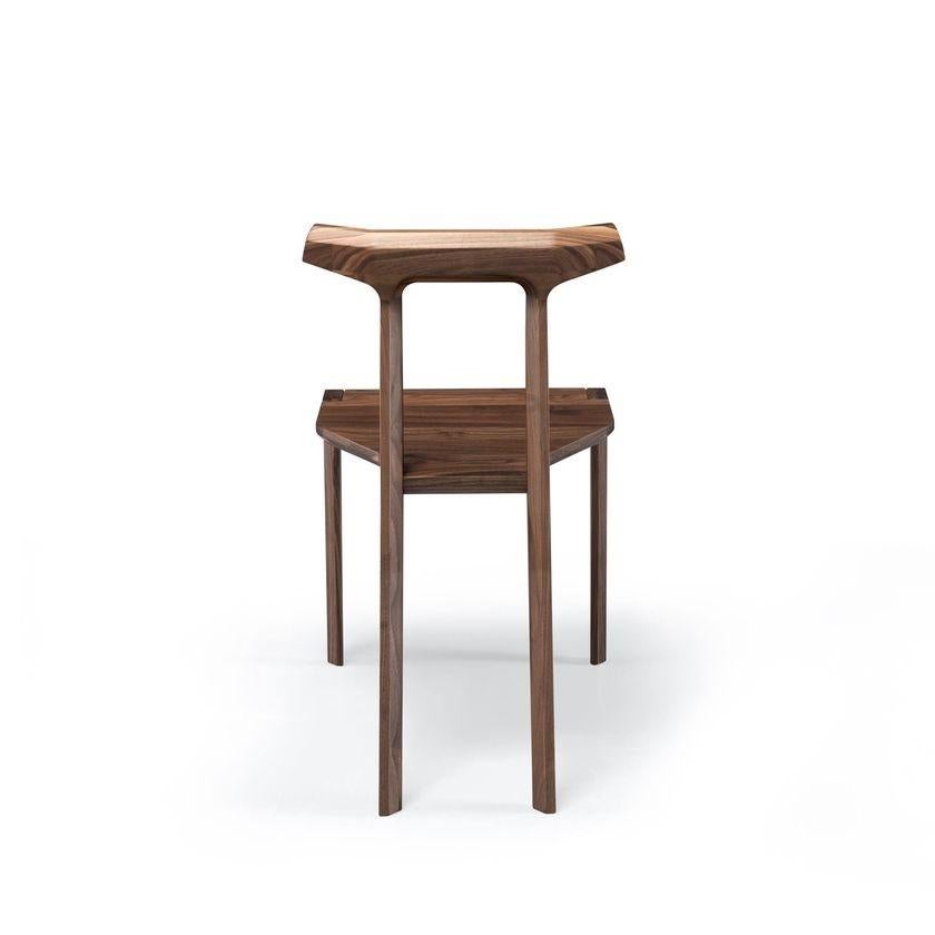 Portuguese Contemporary Dining Chair Entirely Made of Walnut Wood For Sale