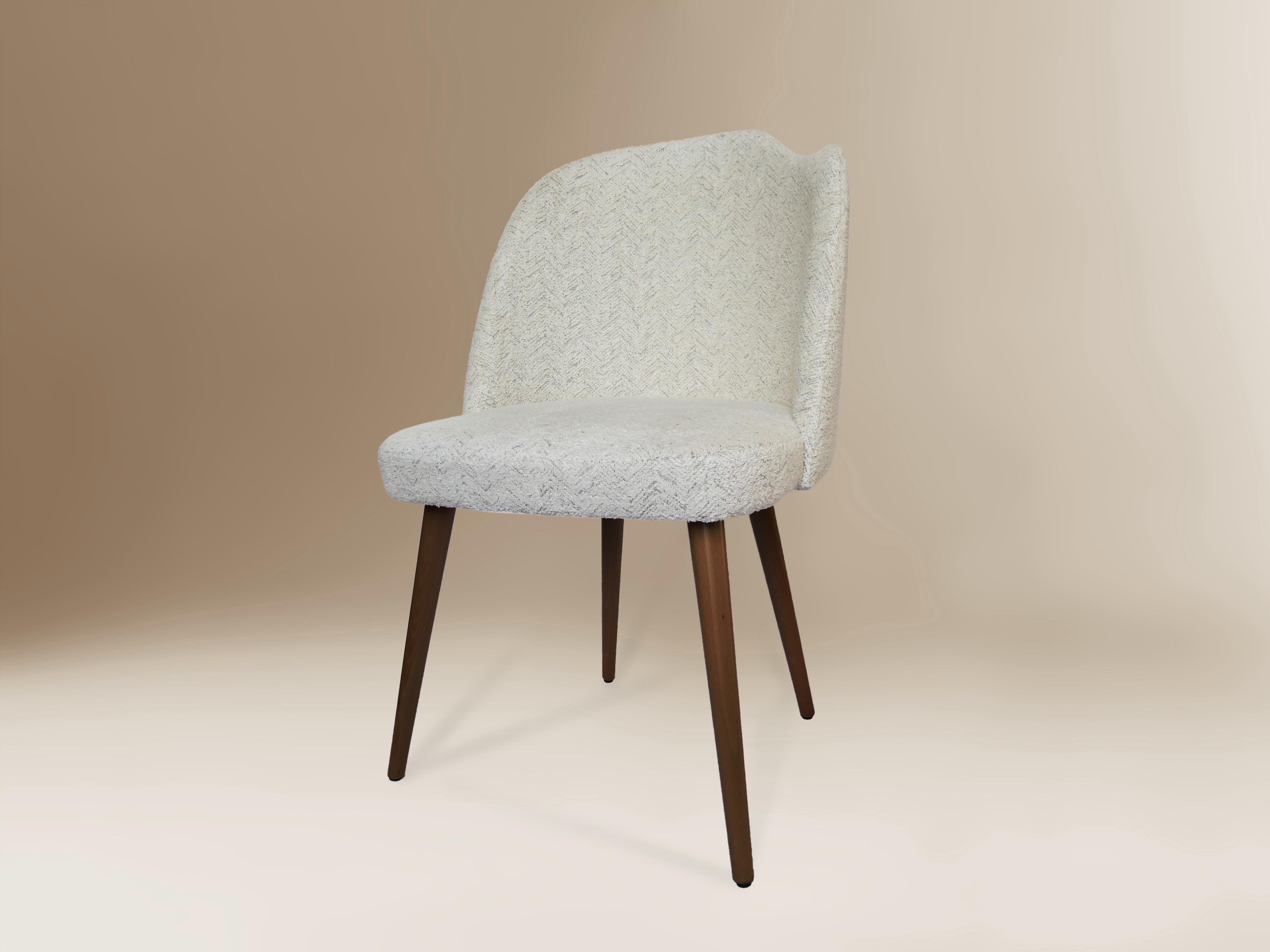 Modern Contemporary Dining Chair Fabric Wooden Feet Designer Sergio Prieto Dovain Studi For Sale