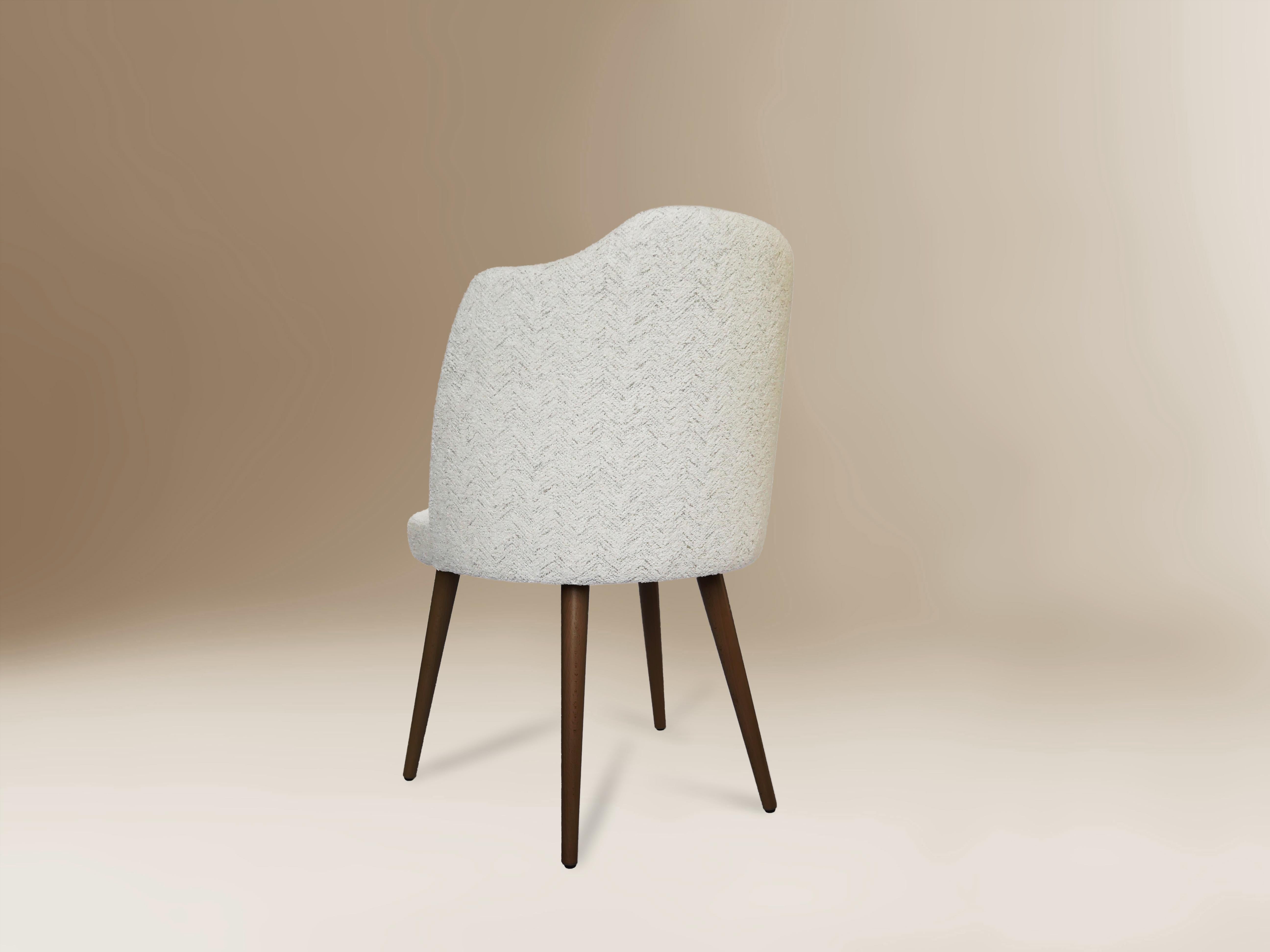 Portuguese Contemporary Dining Chair Fabric Wooden Feet Designer Sergio Prieto Dovain Studi For Sale