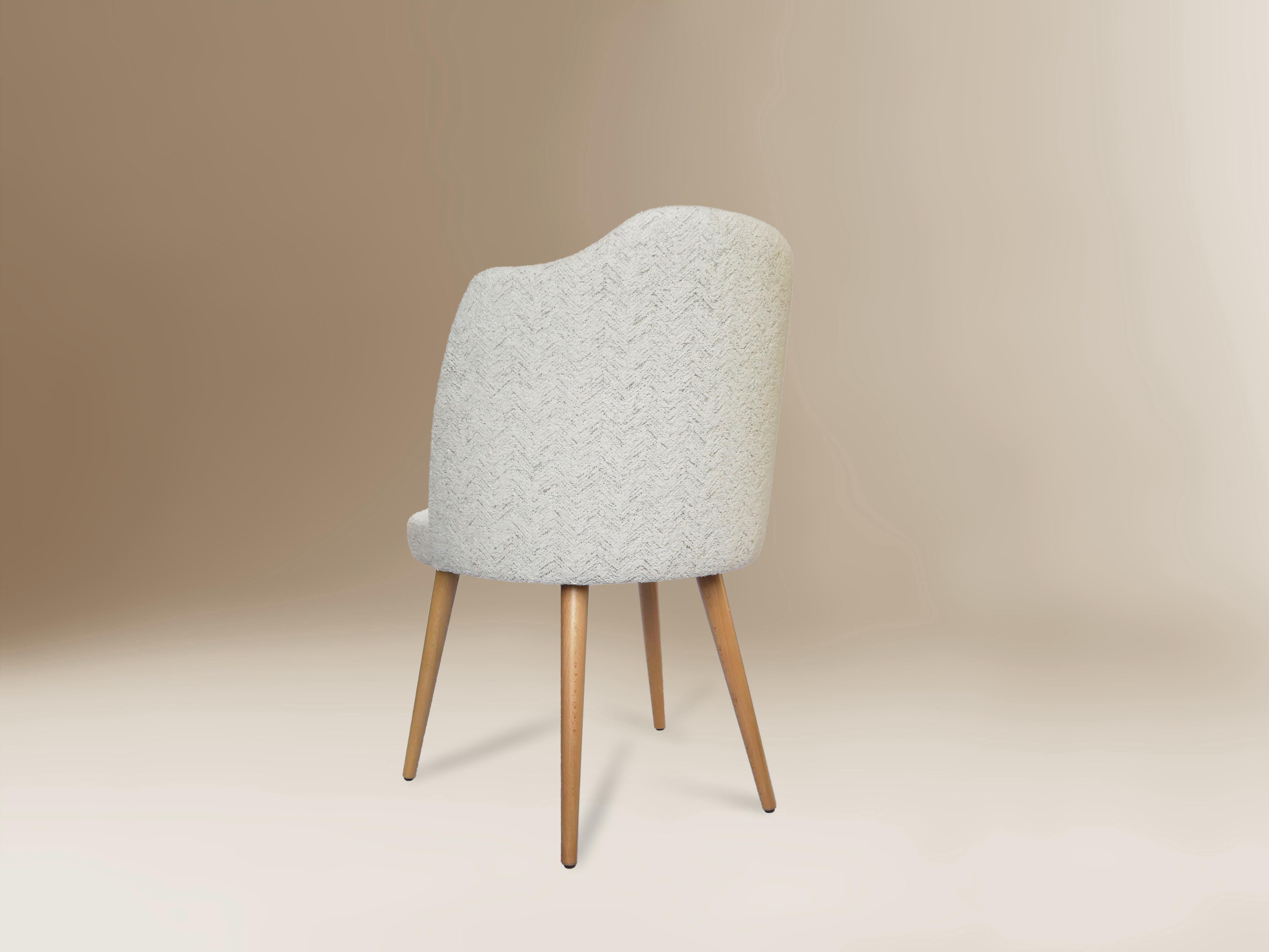 Portuguese Yves Dining Chair Fabric Wooden Feet Designer Sergio Prieto Dovain Studio For Sale
