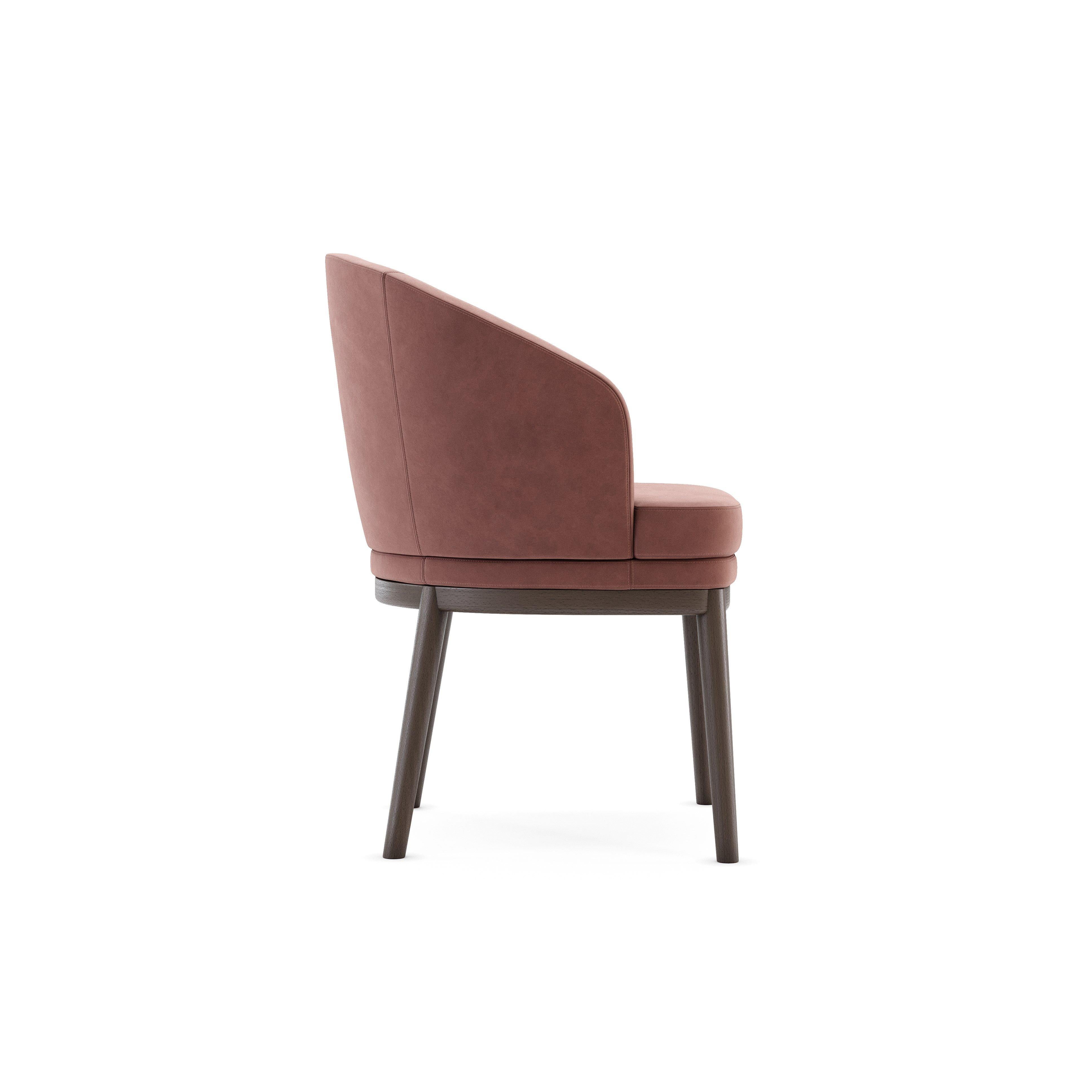 Portuguese Contemporary Dining Chair Featuring Fumed Legs & Rose Velvet Seat For Sale