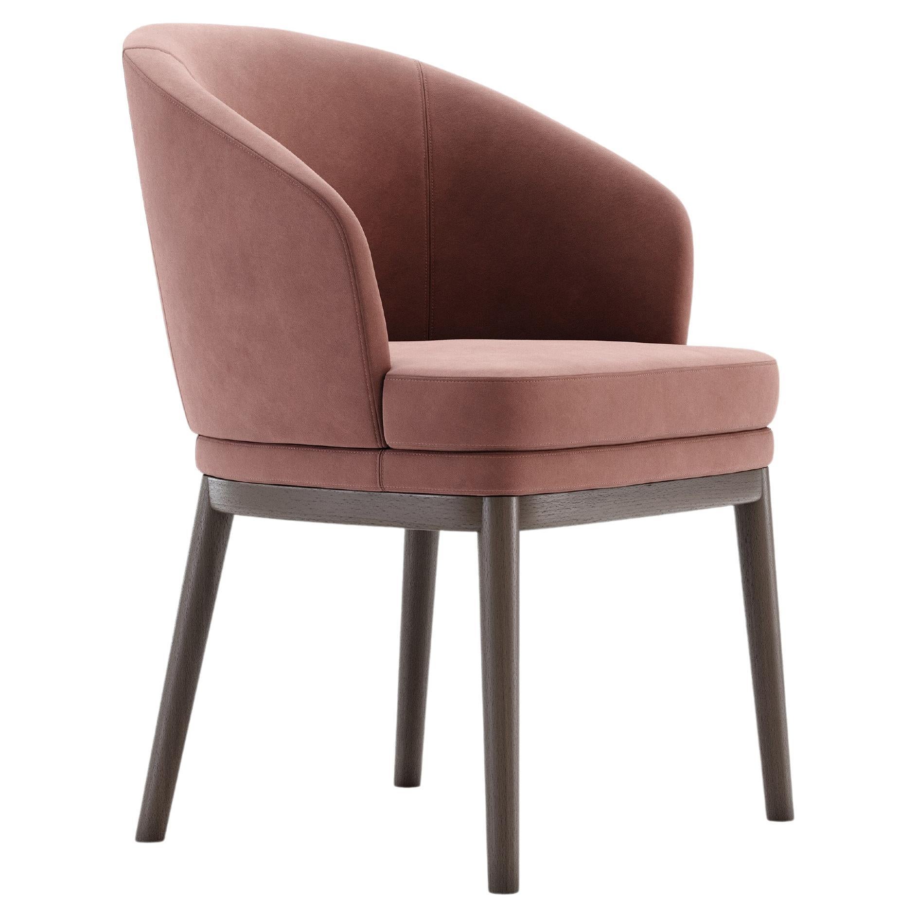 Contemporary Dining Chair Featuring Fumed Legs & Rose Velvet Seat For Sale