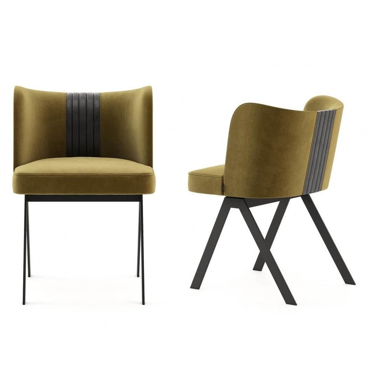 Contemporary Dining Chair Featuring Matte Nickel Base For Sale at 1stDibs