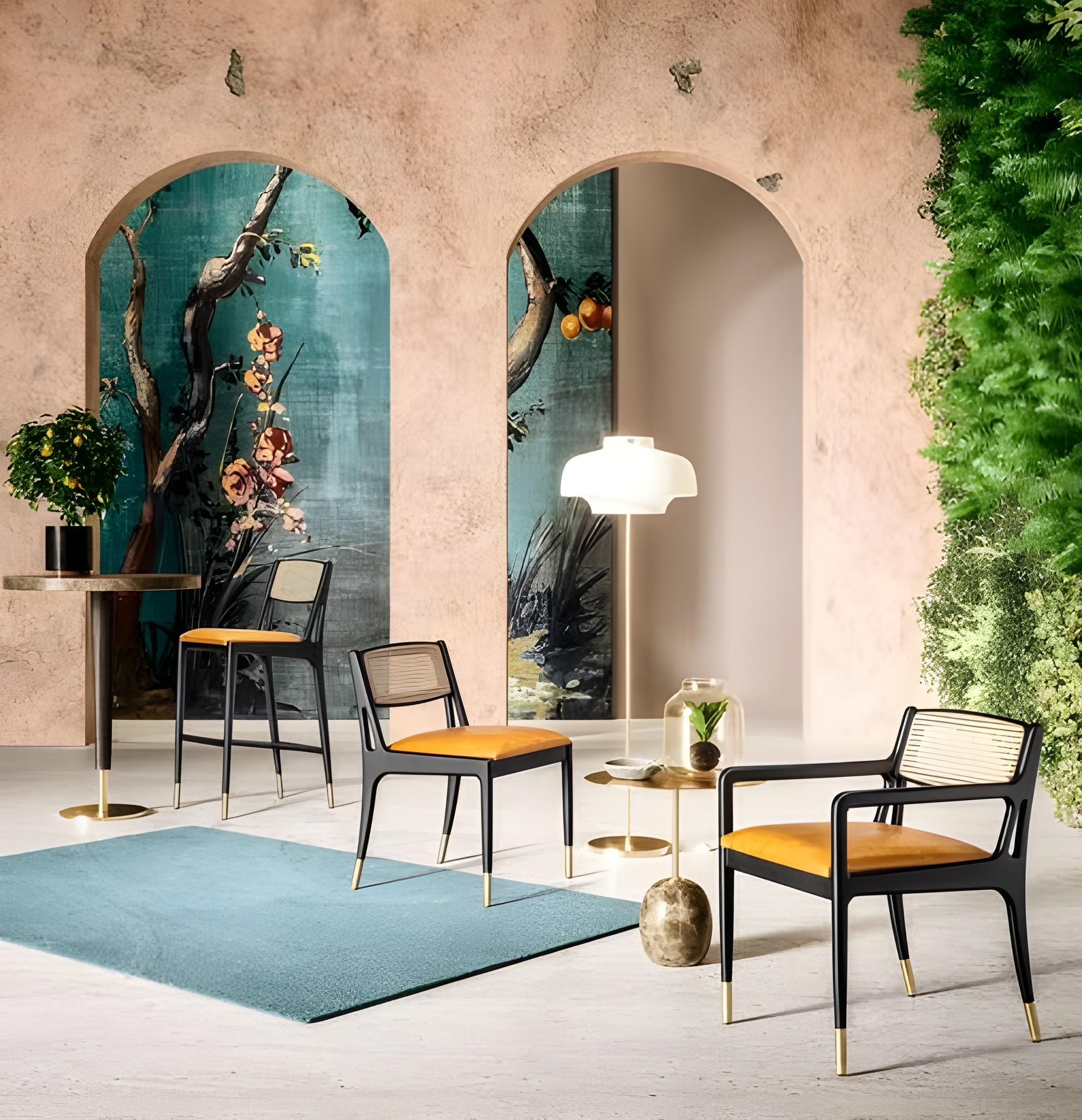 Zeitgenössischer Esszimmerstuhl mit Rückenlehne aus natürlichem Rattan im Zustand „Neu“ im Angebot in NEW YORK, NY