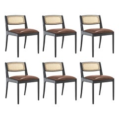 Contemporary Dining Chair Featuring Natural Rattan Backrest