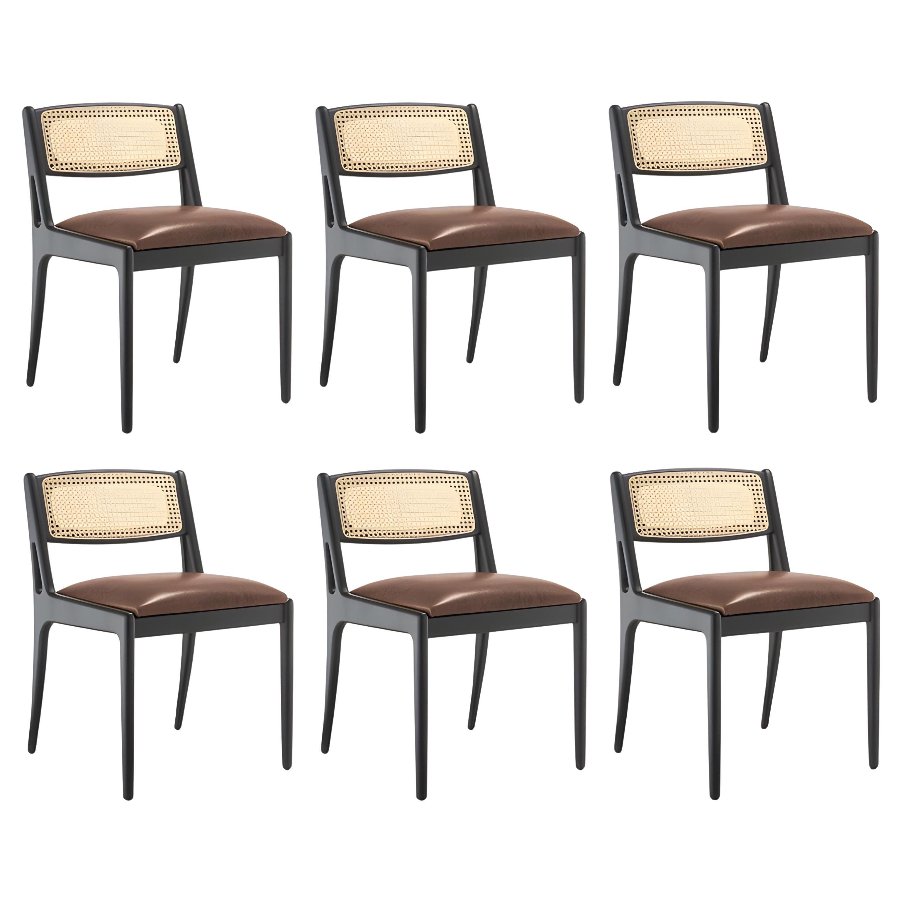 Sedia da pranzo contemporanea con schienale in rattan naturale