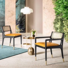 Contemporary Dining Chair Featuring Rattan Backrest