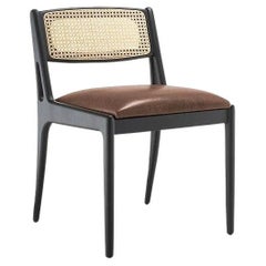 Contemporary Dining Chair Featuring Rattan Backrest