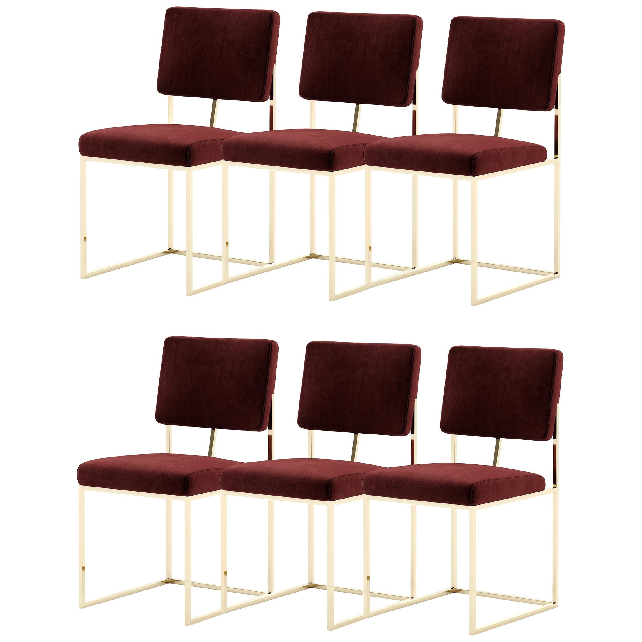 Contemporary Dining Chair Featuring Satin Brass Frame 1