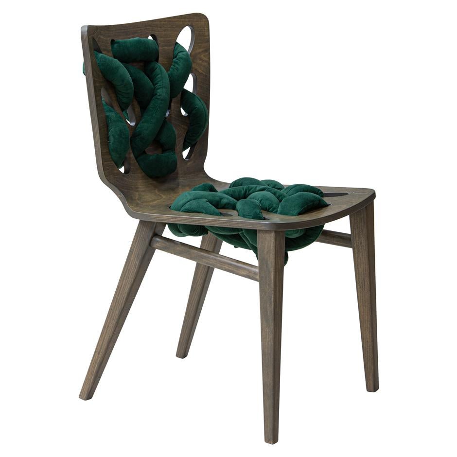 Moderne Chaise de salle à manger contemporaine avec corde en velours tissé en vente