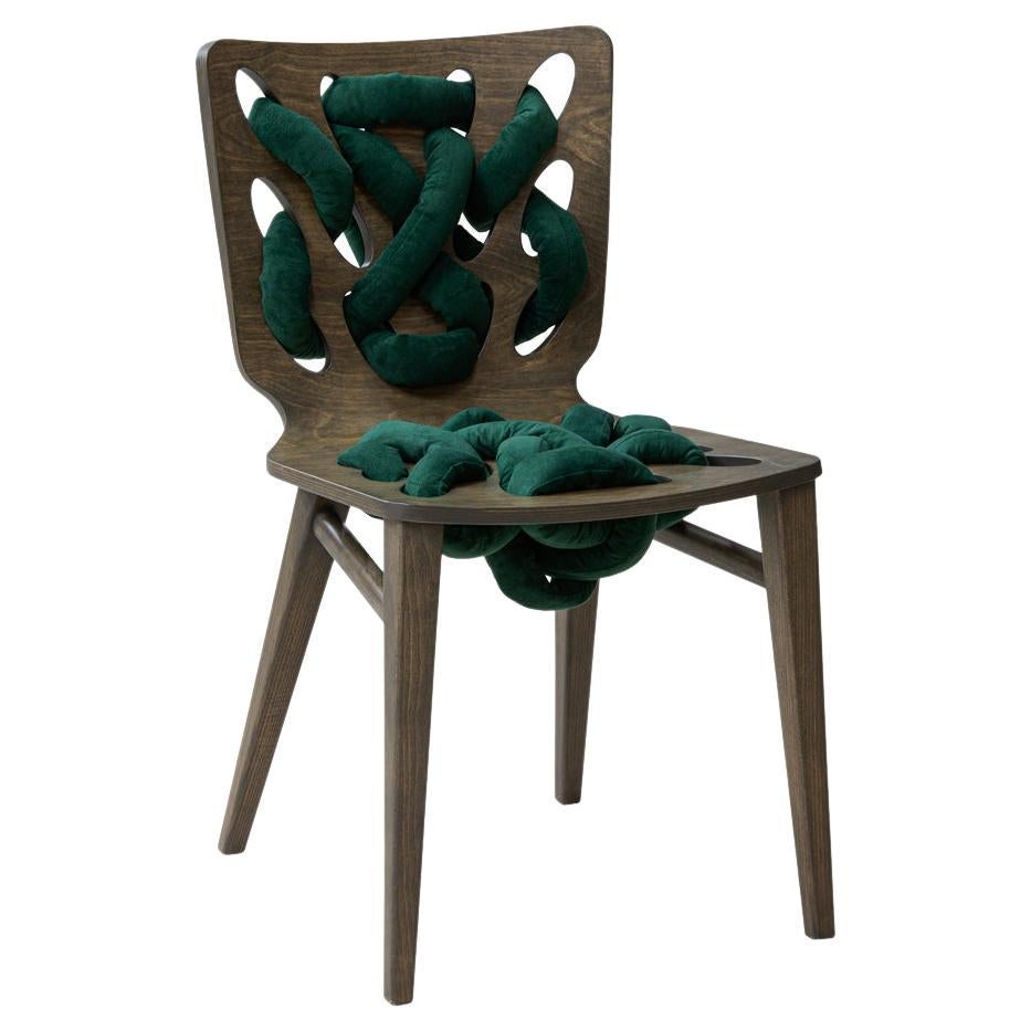 Contemporary Dining Chair Featuring Woven Velvet Rope