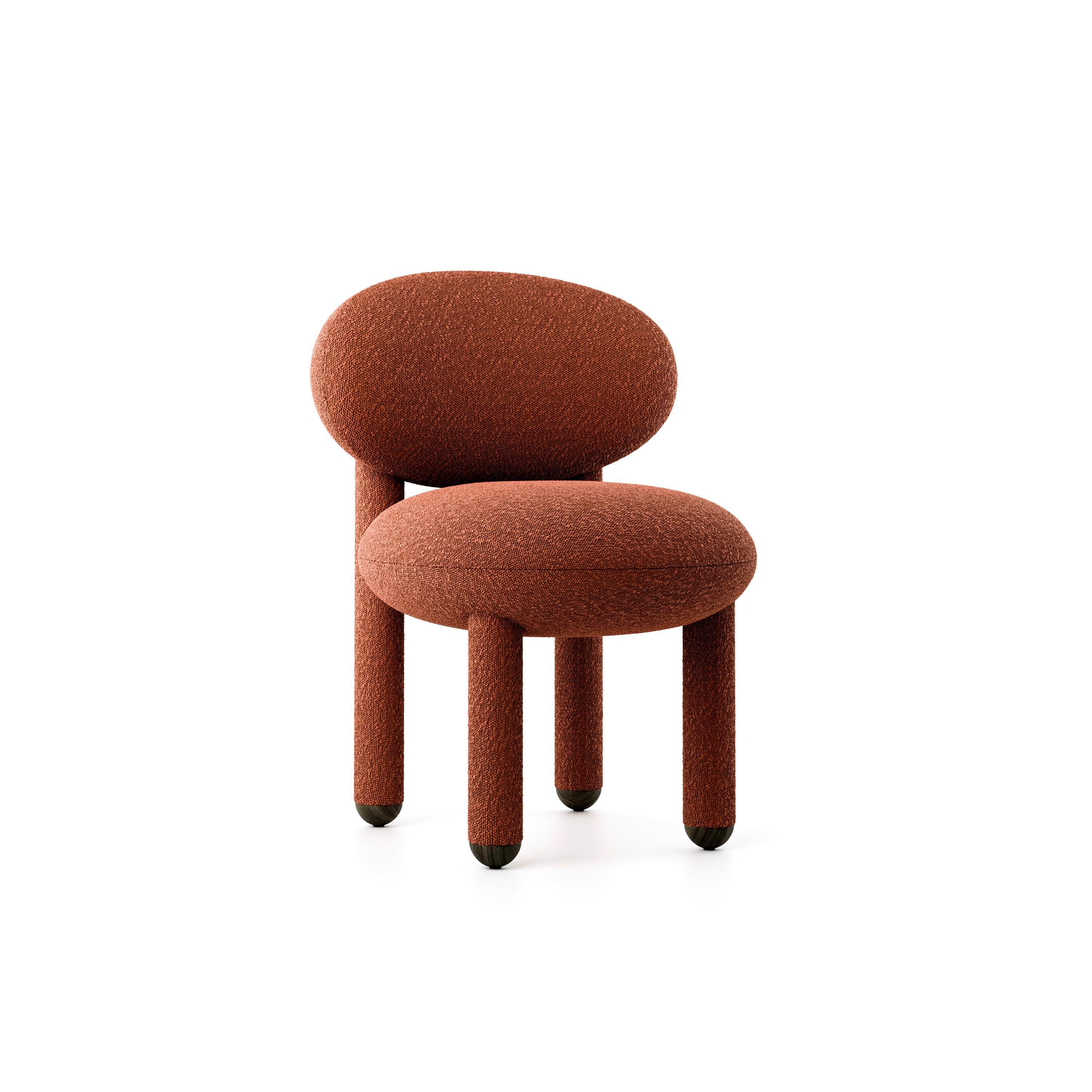 Dining Chair Flock CS1 by Noom
Designer: Kateryna Sokolova

Materials: wood, plywood, metal, molded foam, textile

Available in a wide range of colors and other finishes and fabrics on request.

Dimensions: H 78 cm, W 55 cm, D 61 cm  seat H 47