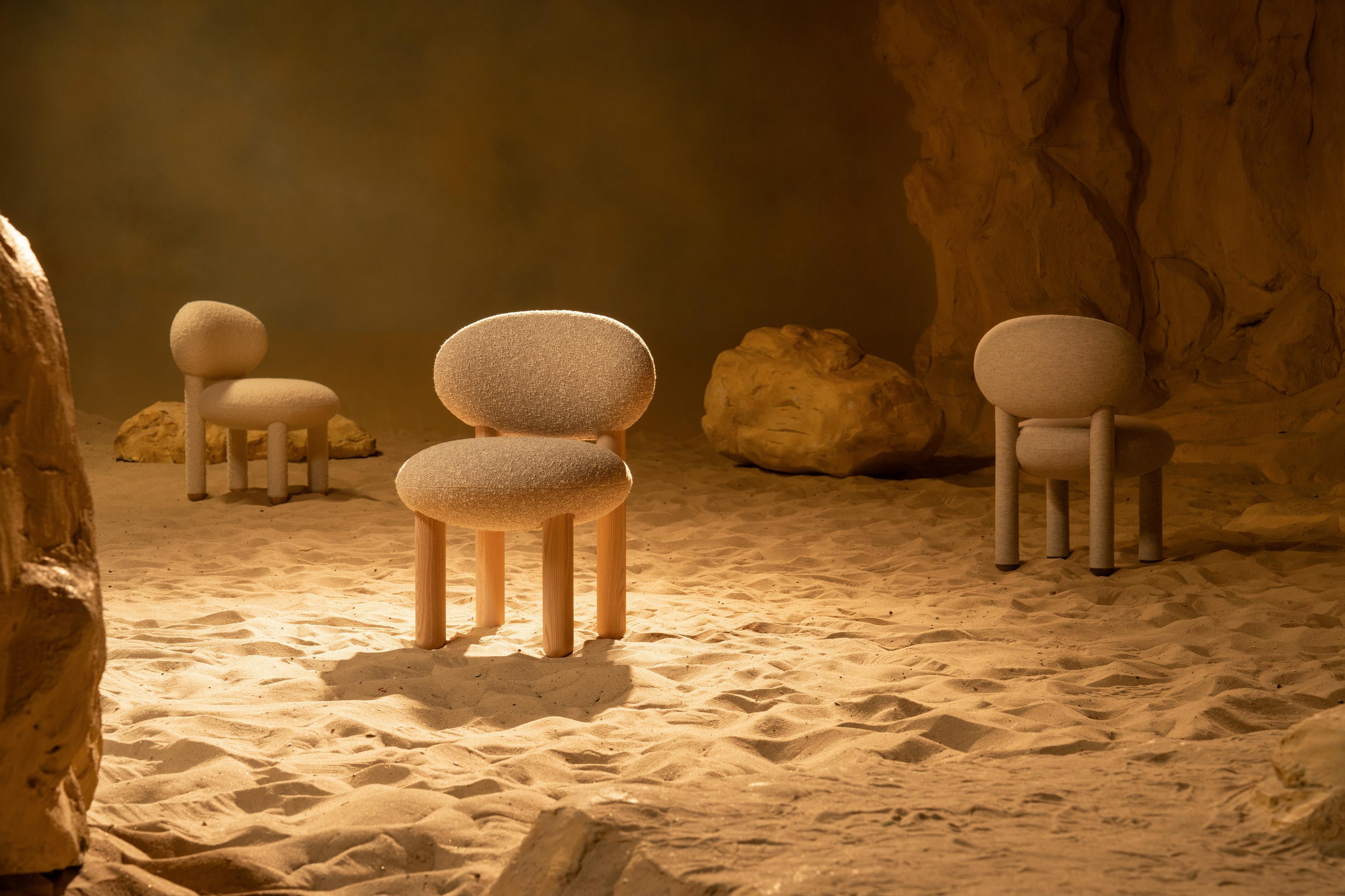 Organic Modern Contemporary Dining Chair 'Flock CS2' by Noom, Kvadrat Zero Fabric  For Sale