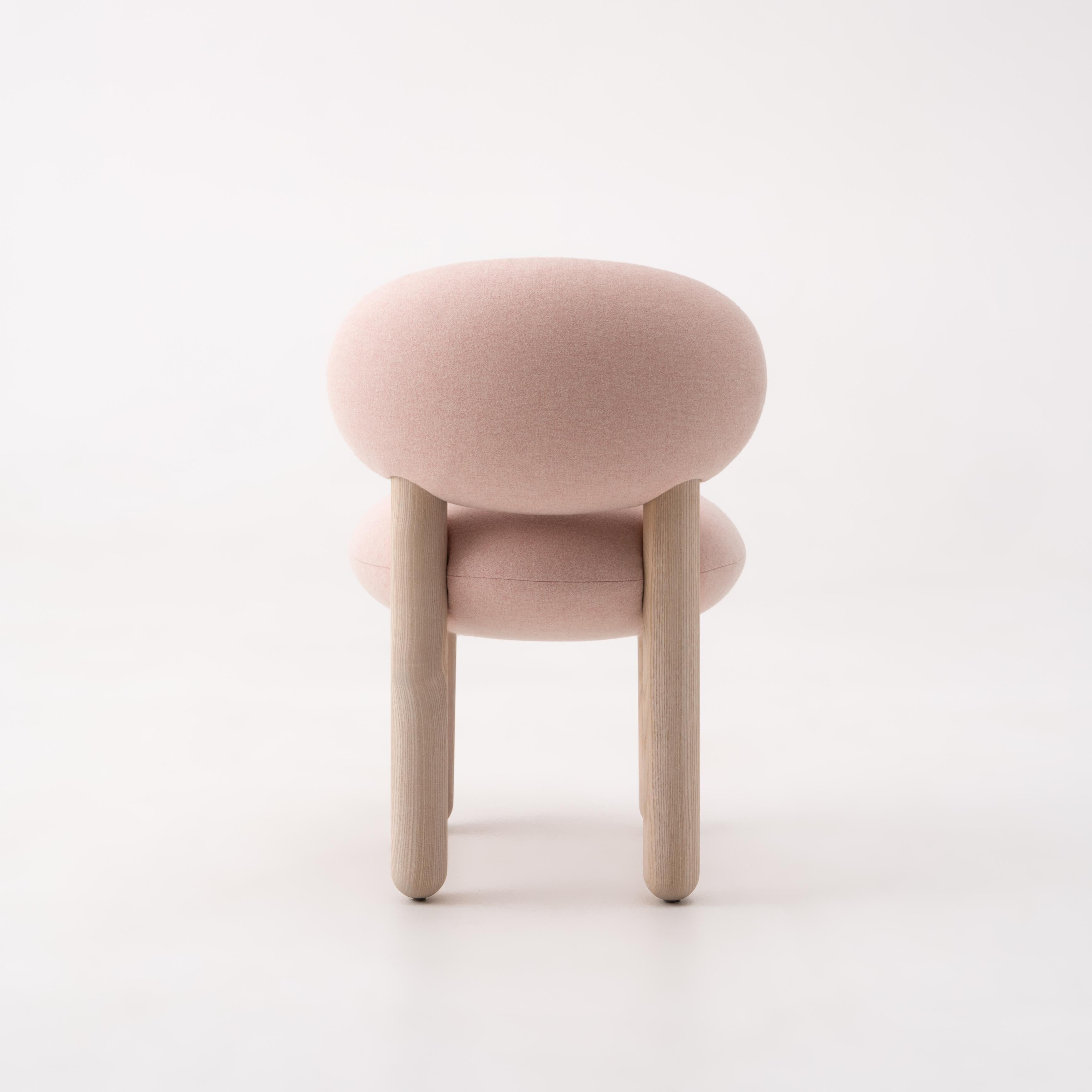 Sedia da pranzo contemporanea 'Flock CS2' di NOOM, tessuto rosa lana in vendita 4