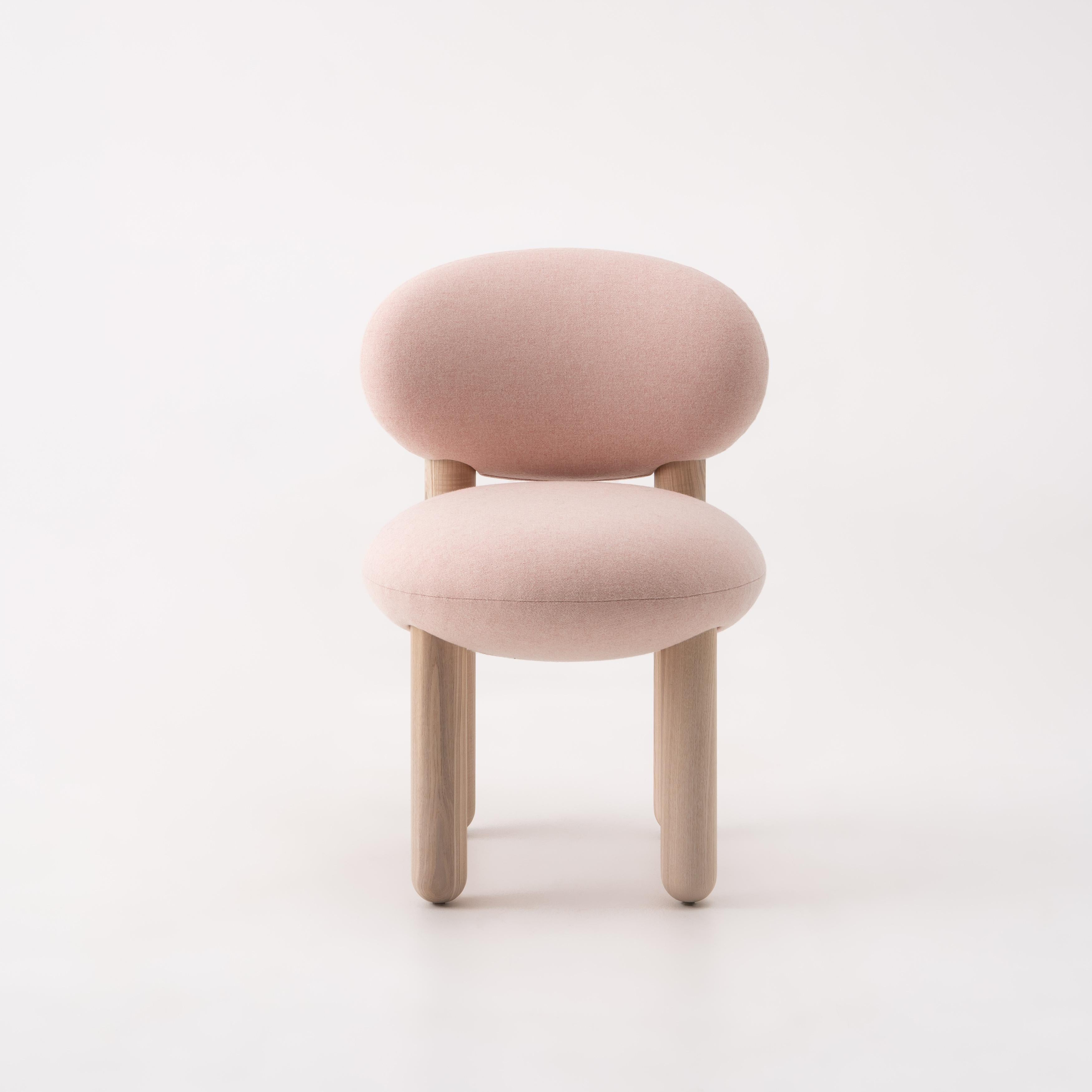 Sedia da pranzo contemporanea 'Flock CS2' di NOOM, tessuto rosa lana in vendita 5