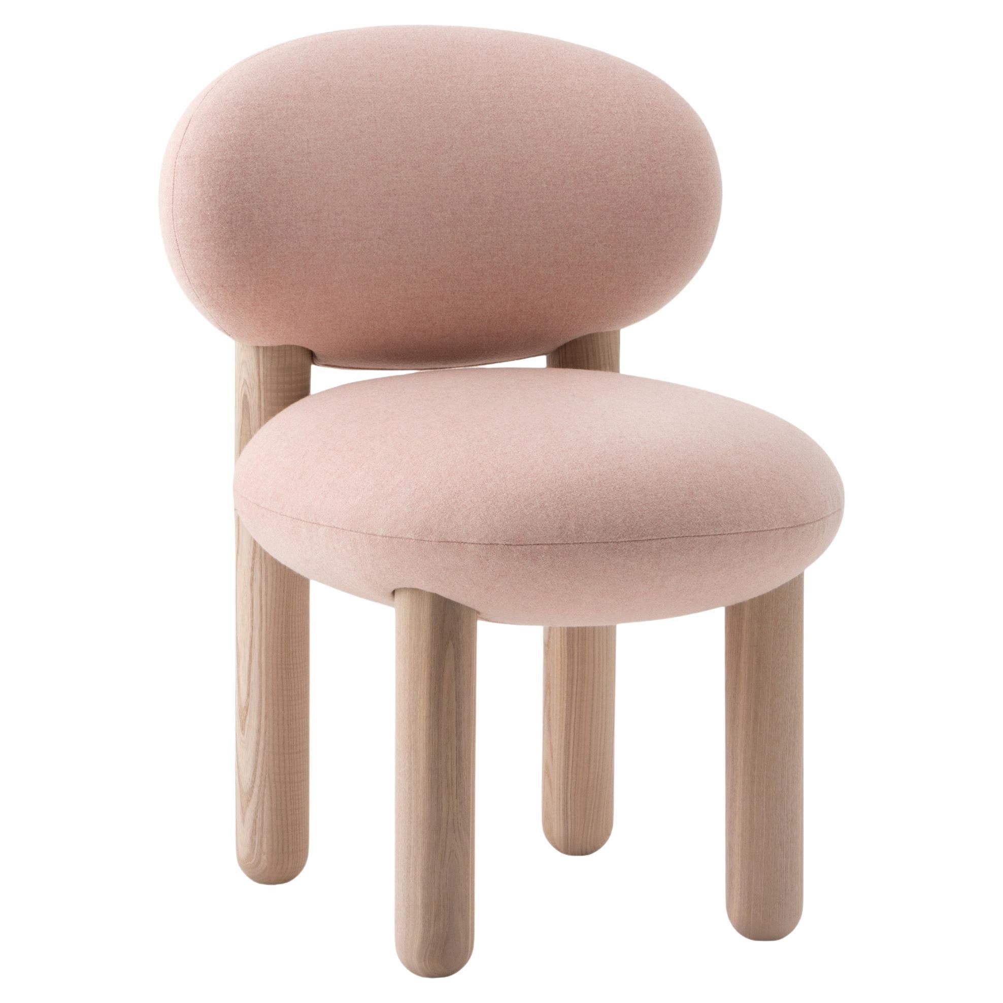 Contemporary Dining Chair 'Flock CS2' by Noom, Wool Pink Fabric