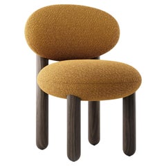 Contemporary Dining Chair 'Flock CS2' by Noom, Baloo Fabric, Brown Legs