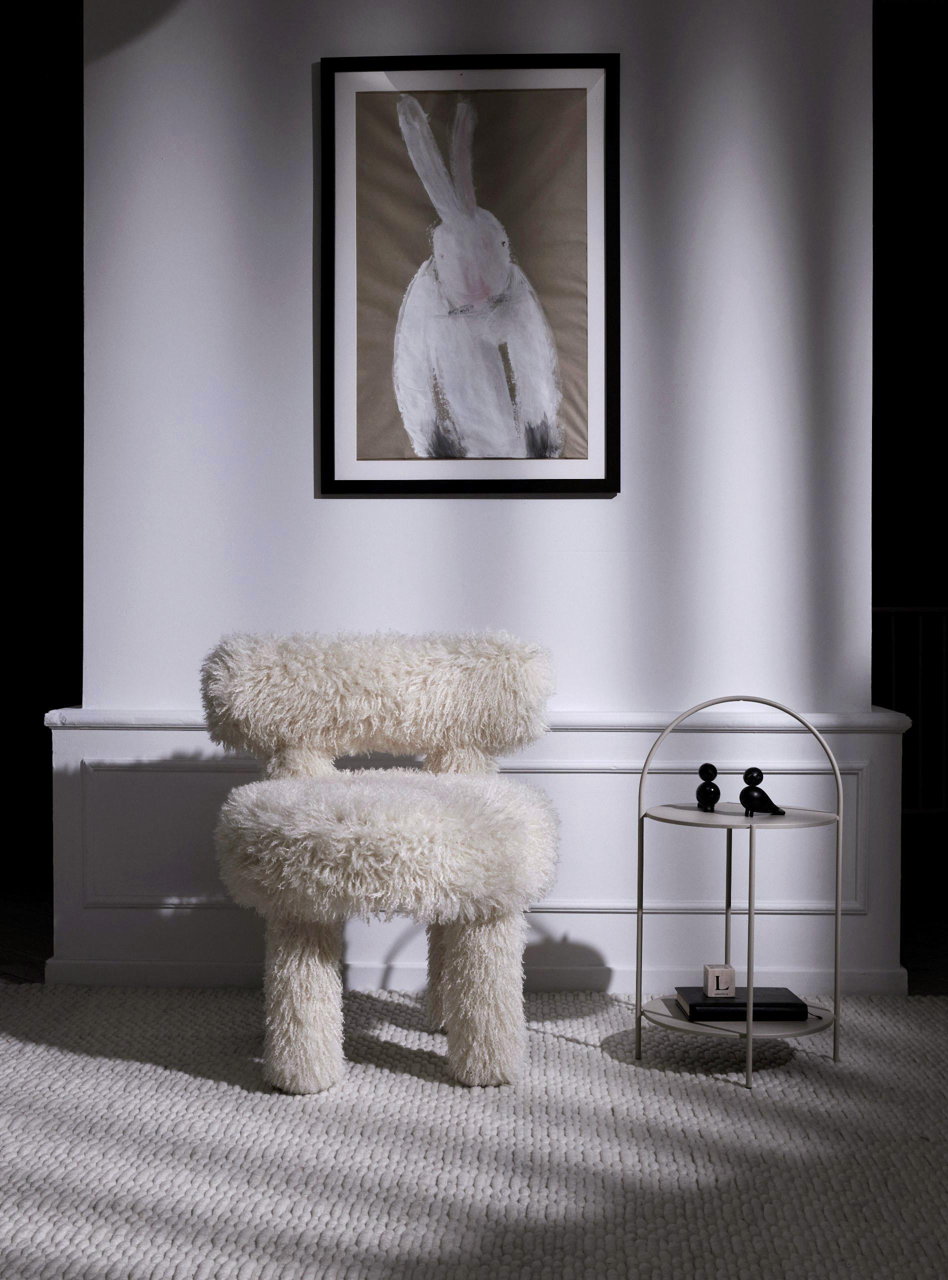 Chair Gropius CS1 Fluffy Edition

Designer: Kateryna Sokolova, 2024
Materials: wood, plywood, foam rubber, injection-molded soft foam, fabric
Fabric: Misia Azur Faux Fur
Color Scheme: CS1 - fully upholstered

Dimensions:
Height: 74 cm / 29,13