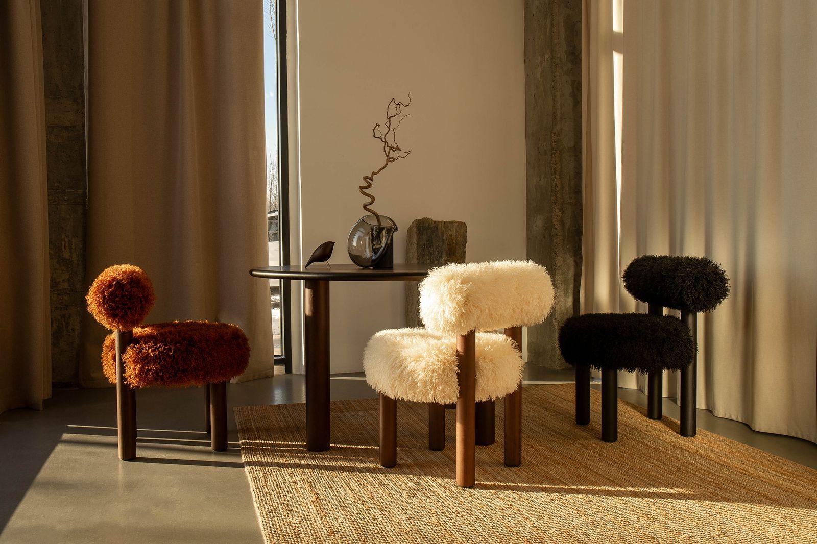 Sedia da pranzo contemporanea 'Fluffy' di NOOM, Gropius CS2, nero in vendita 1